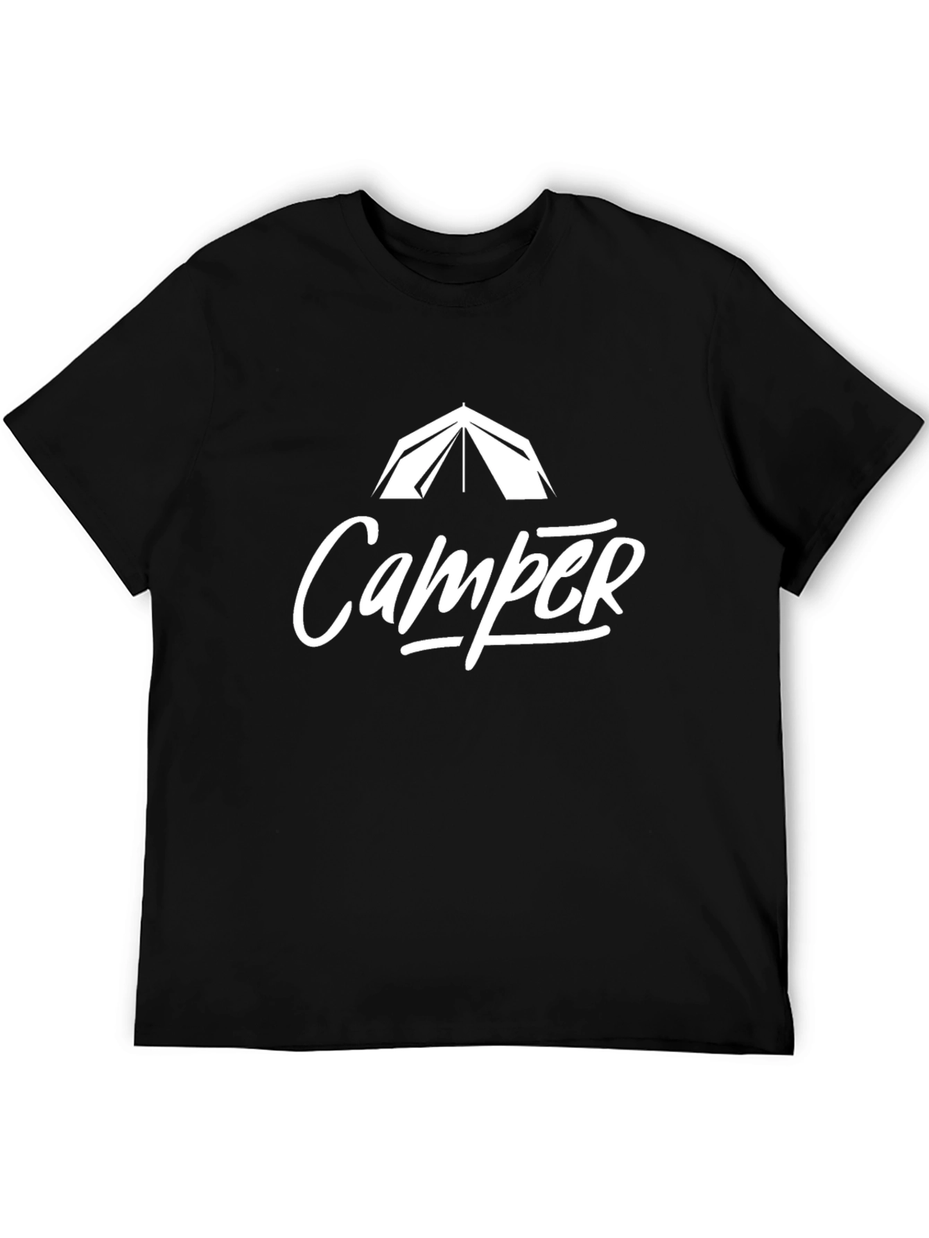 Camper Tent Graphic Tee - Black Cotton T-Shirt