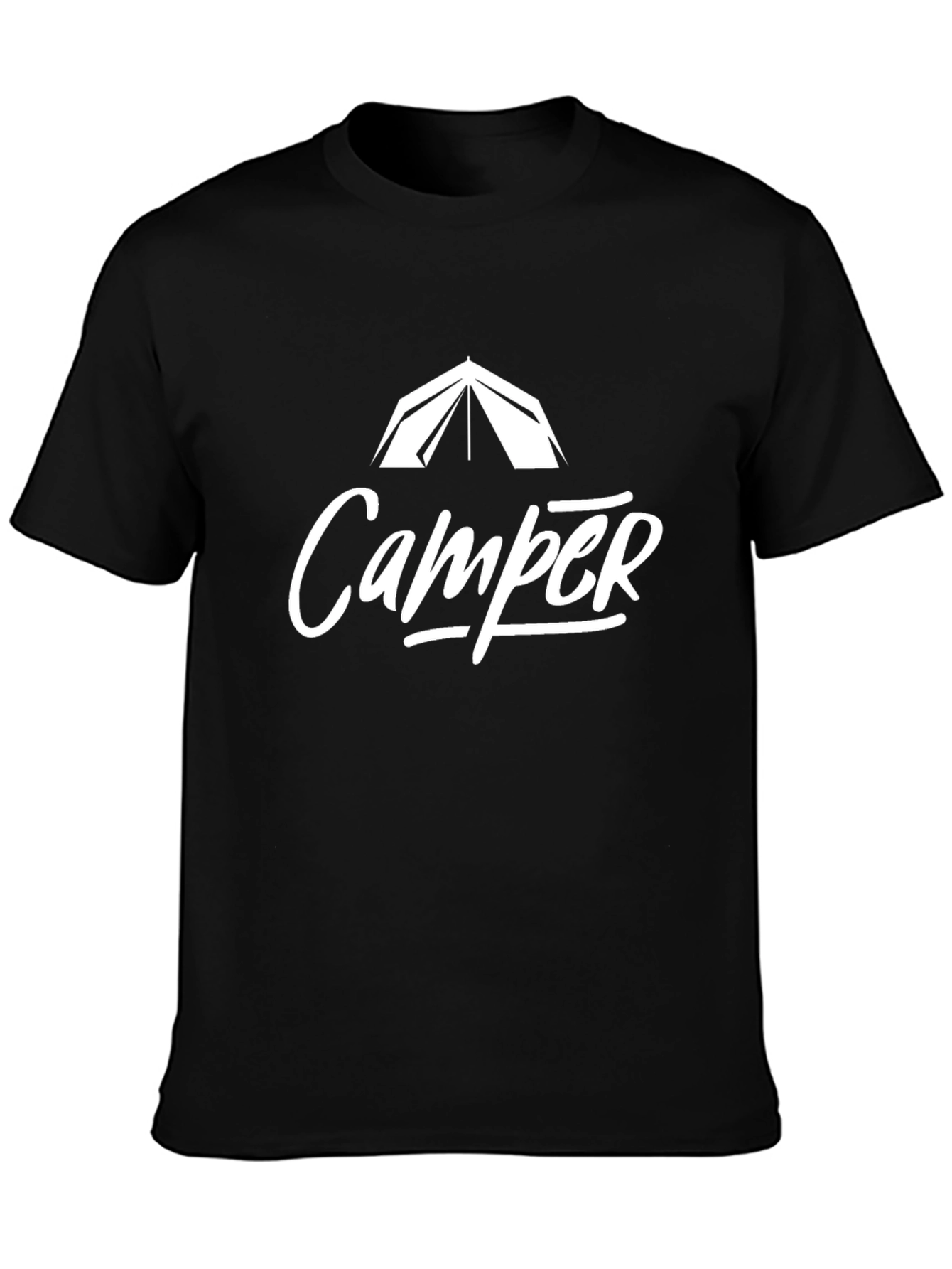 Camper Tent Graphic Tee - Black Cotton T-Shirt