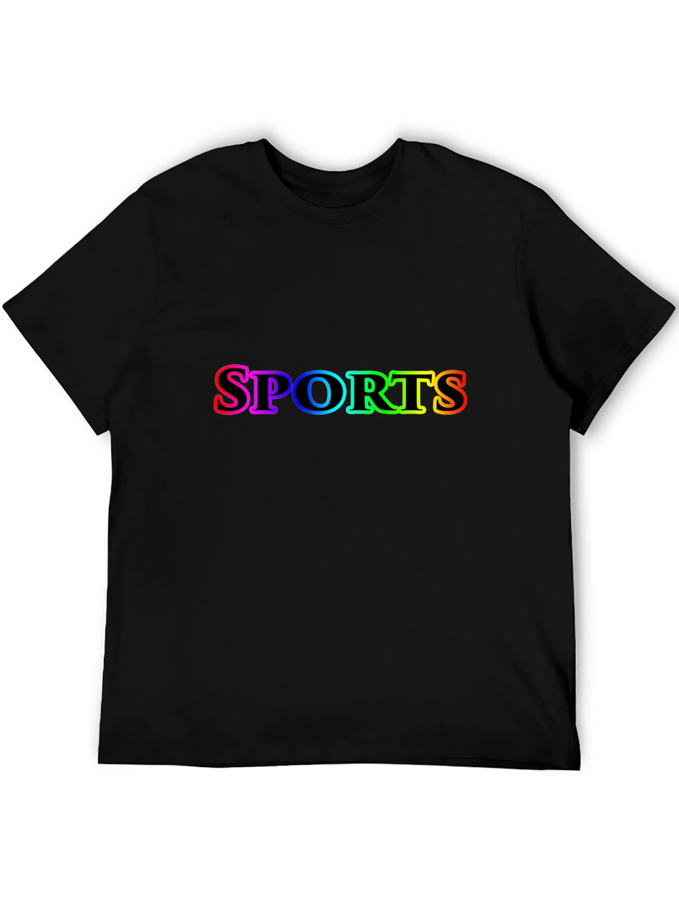 Mens Black SPORTS Rainbow Graphic T-Shirt