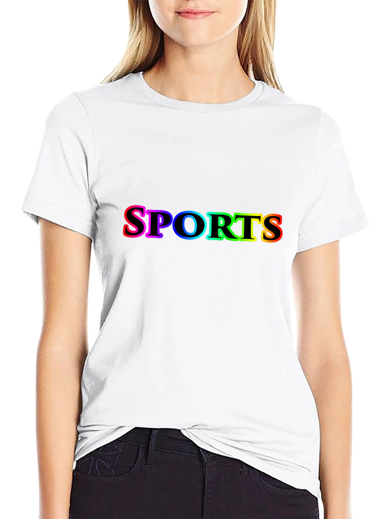 Mens Black SPORTS Rainbow Graphic T-Shirt