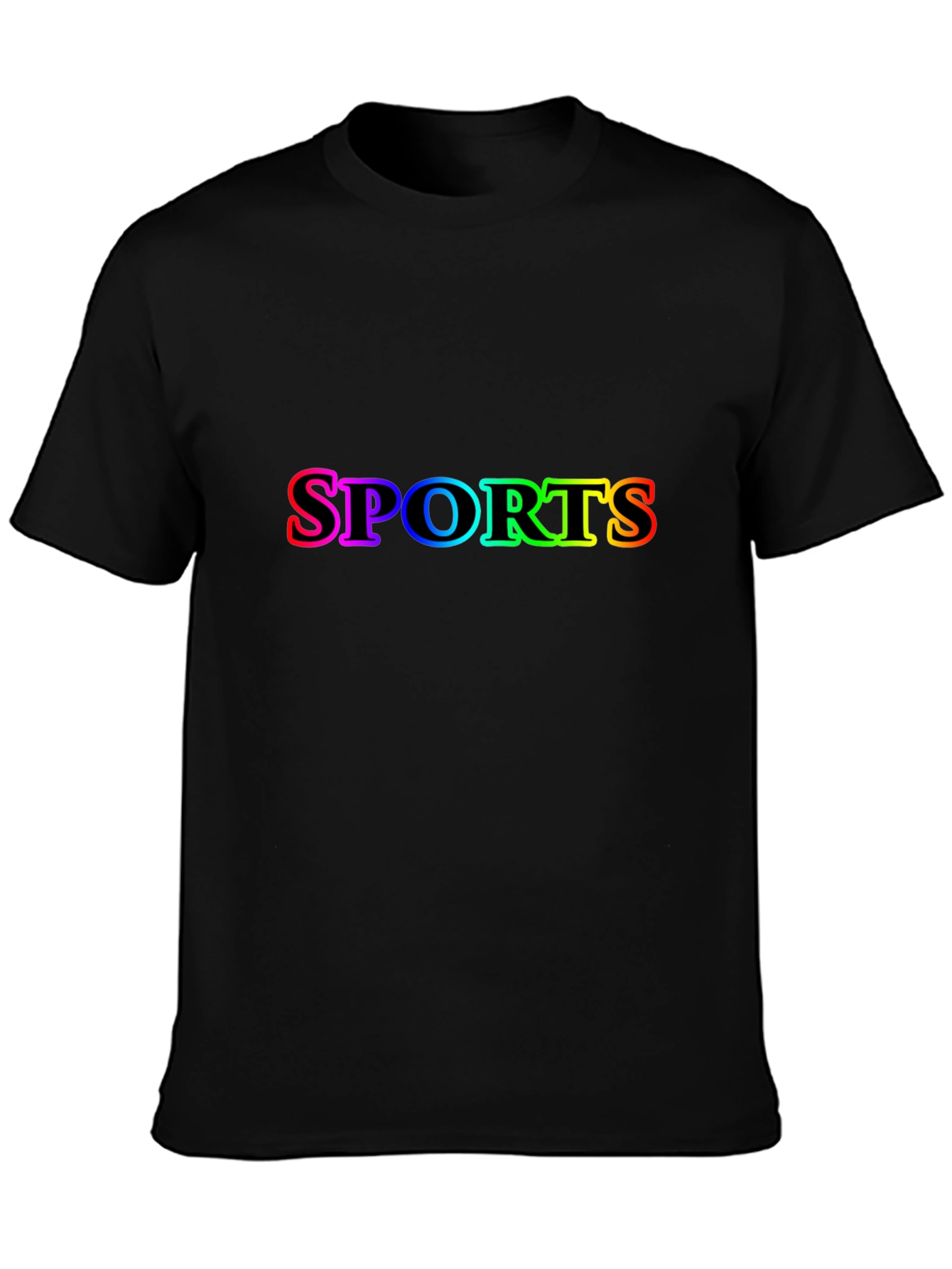 Mens Black SPORTS Rainbow Graphic T-Shirt