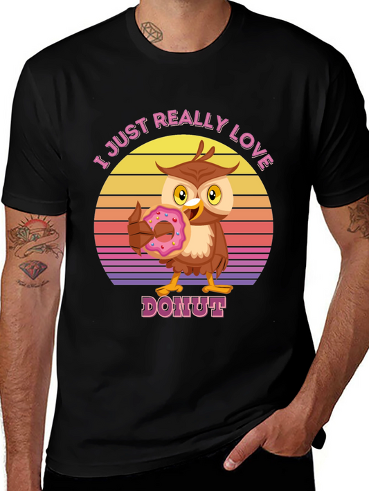 I Love Donuts T-Shirt with Owl Design