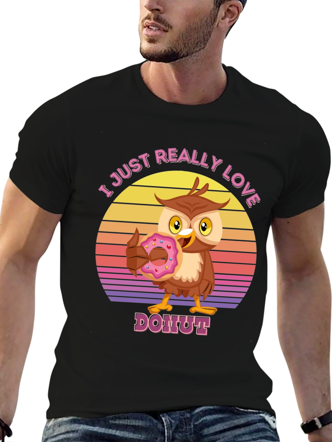 I Love Donuts T-Shirt with Owl Design