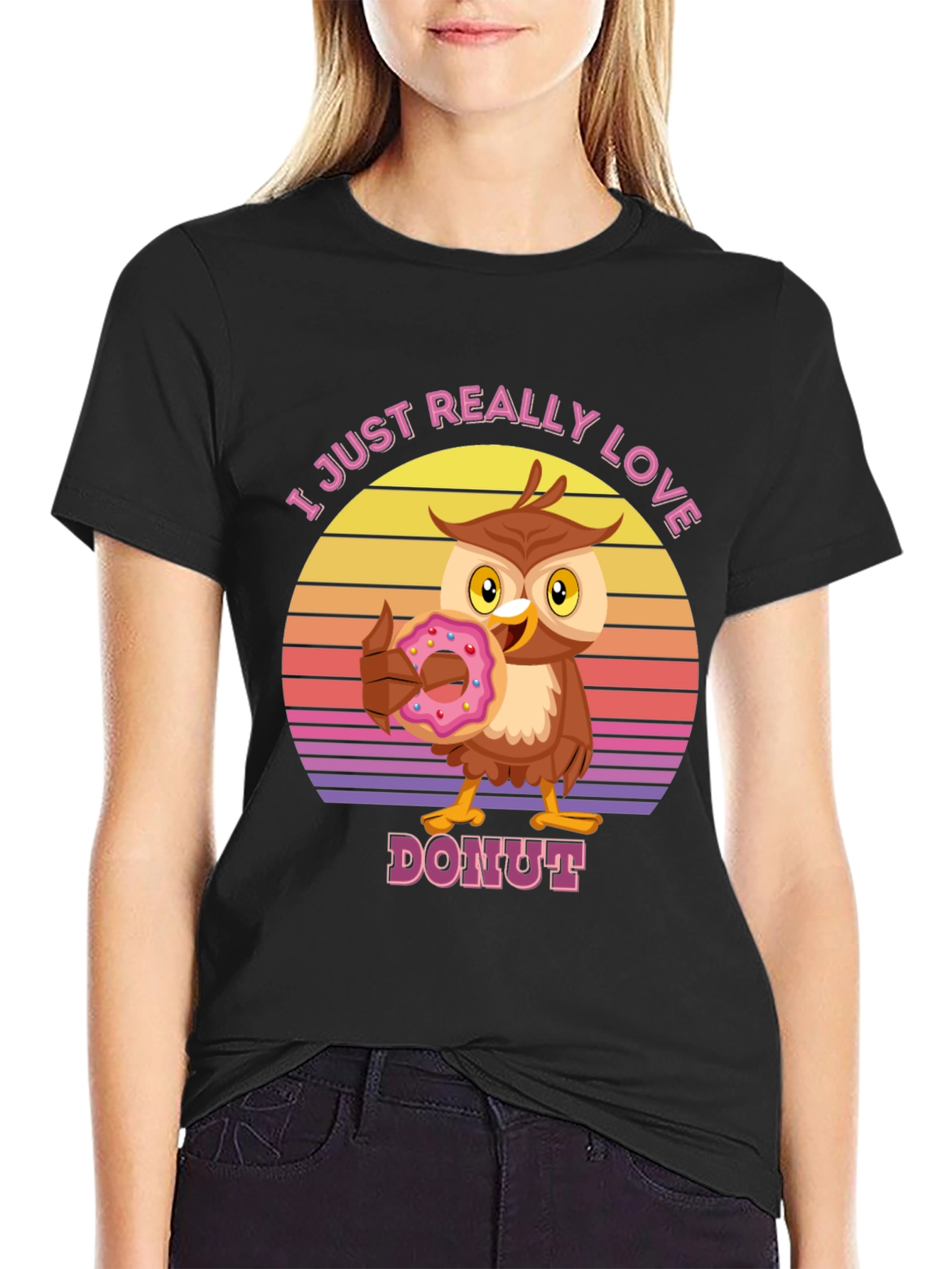 I Love Donuts T-Shirt with Owl Design