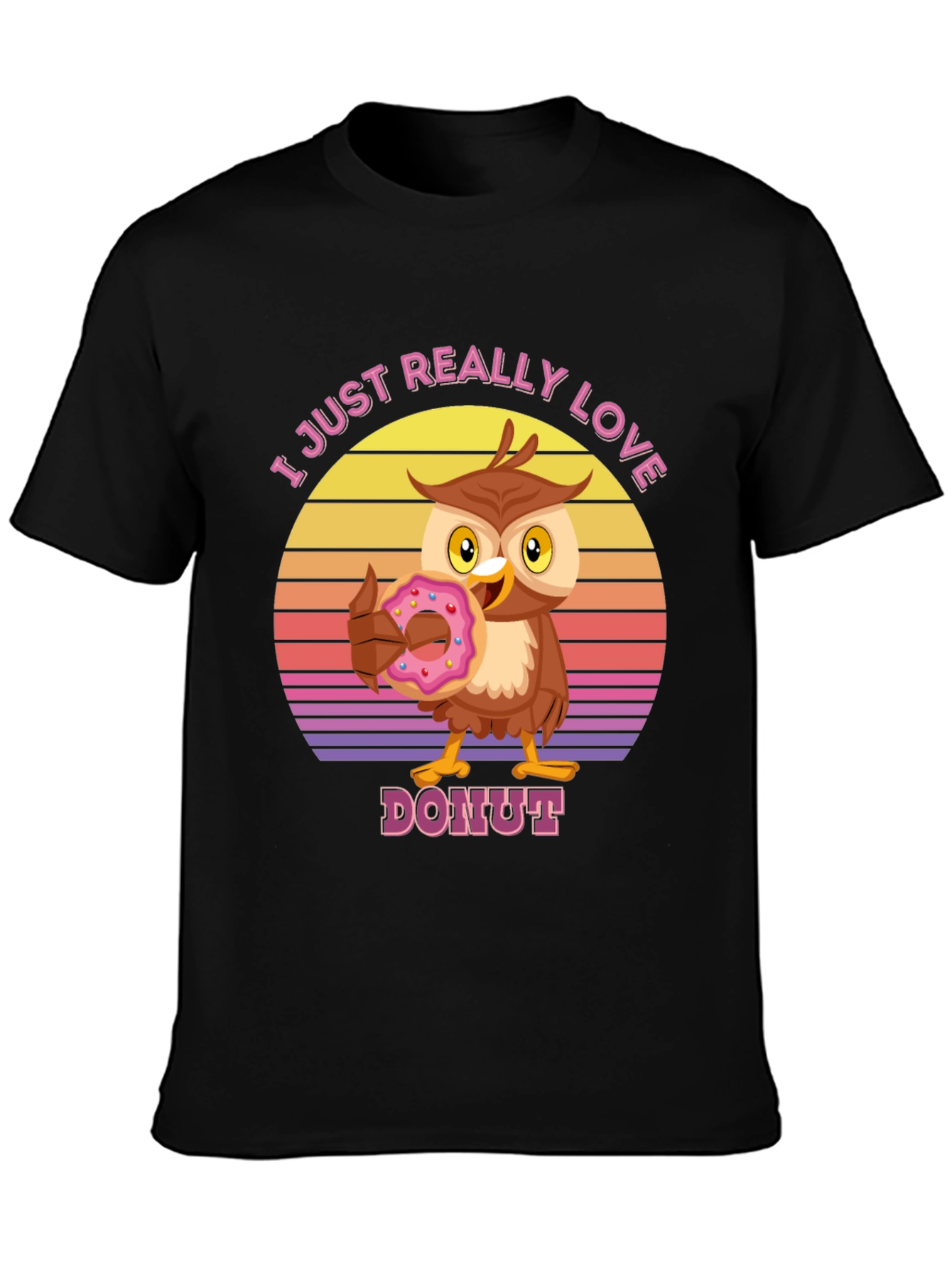 I Love Donuts T-Shirt with Owl Design