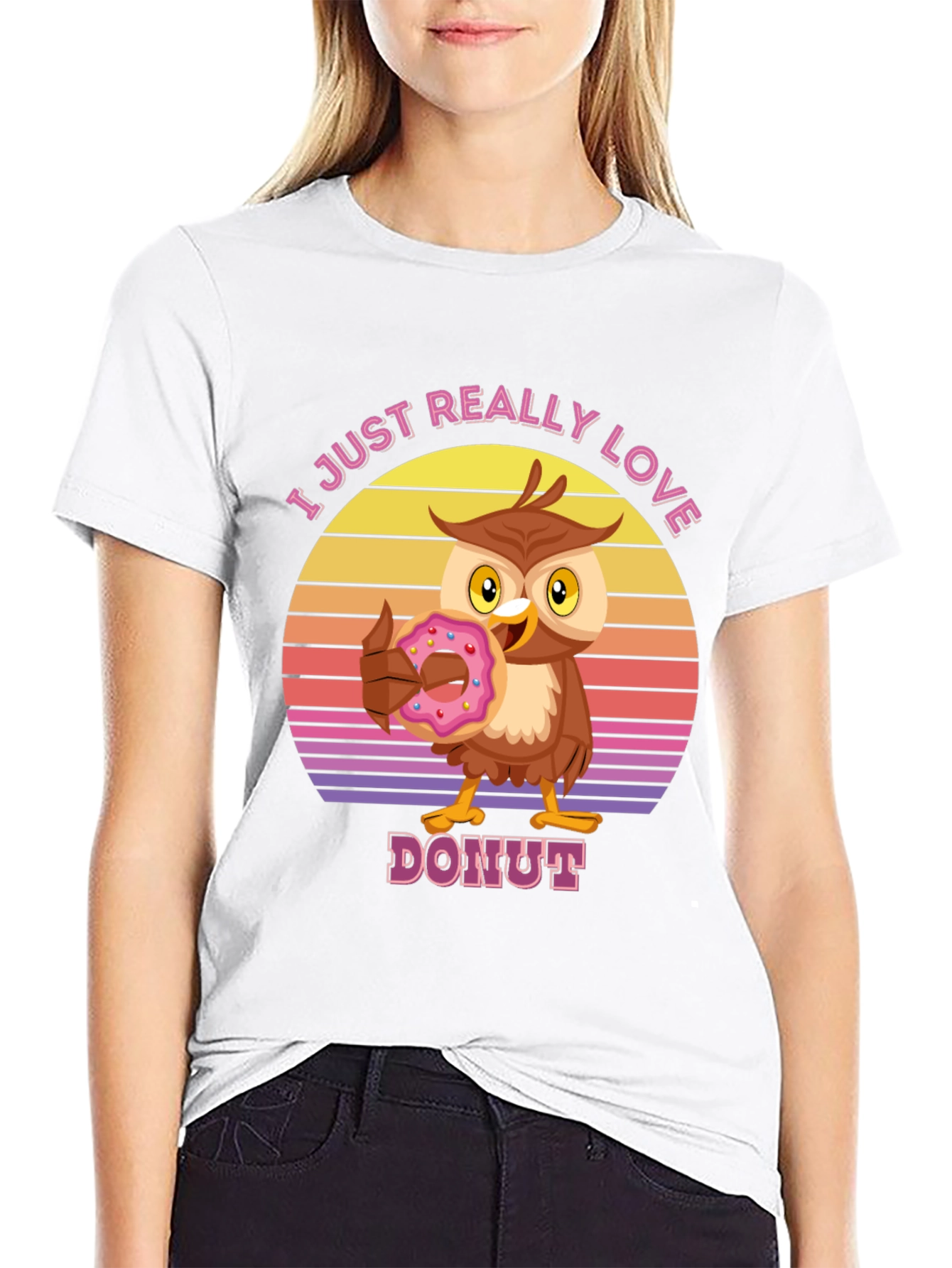 I Love Donuts T-Shirt with Owl Design