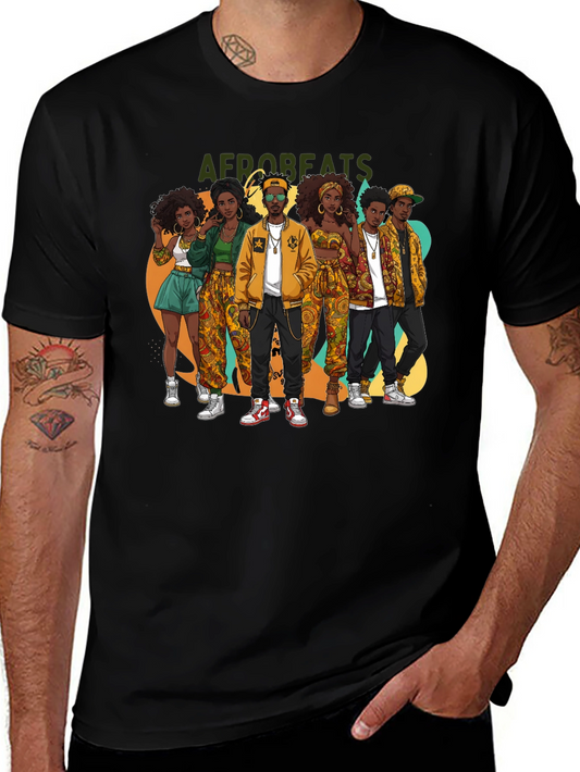 Afrobeats Crew Graphic Tee - Black Cotton T-Shirt