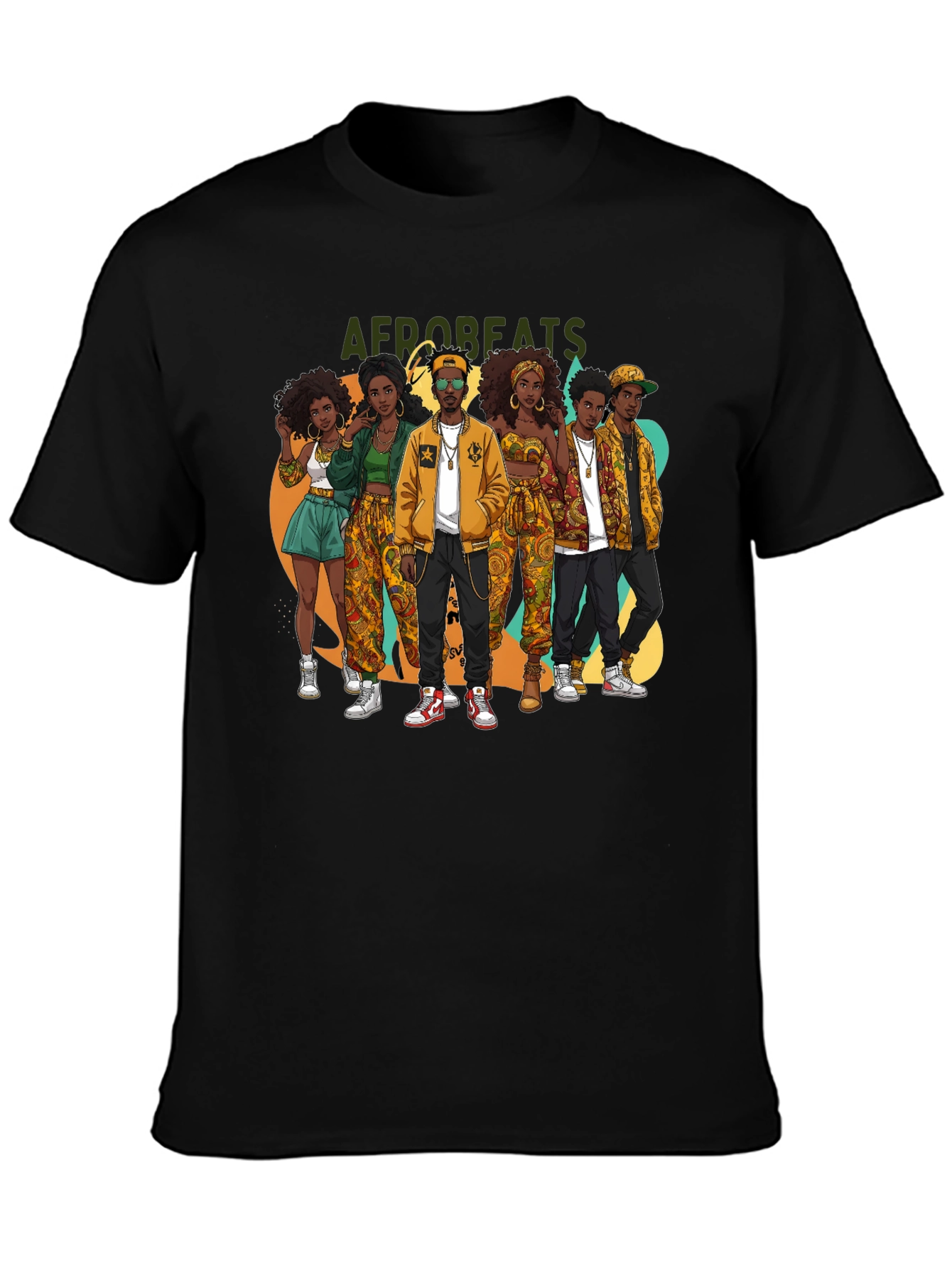 Afrobeats Crew Graphic Tee - Black Cotton T-Shirt