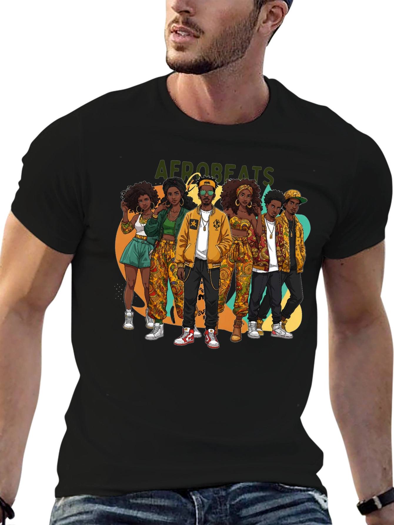 Afrobeats Crew Graphic Tee - Black Cotton T-Shirt