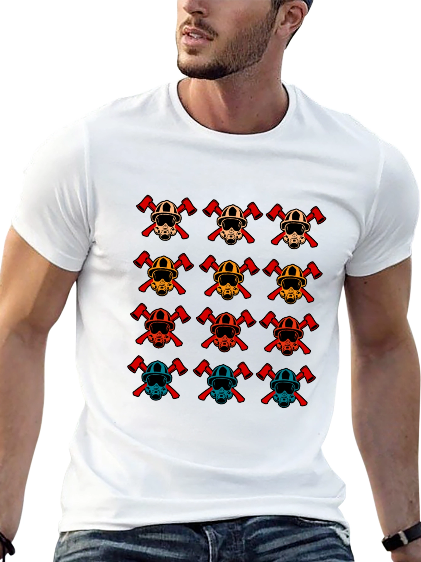 Firefighter Helmet Pattern T-Shirt