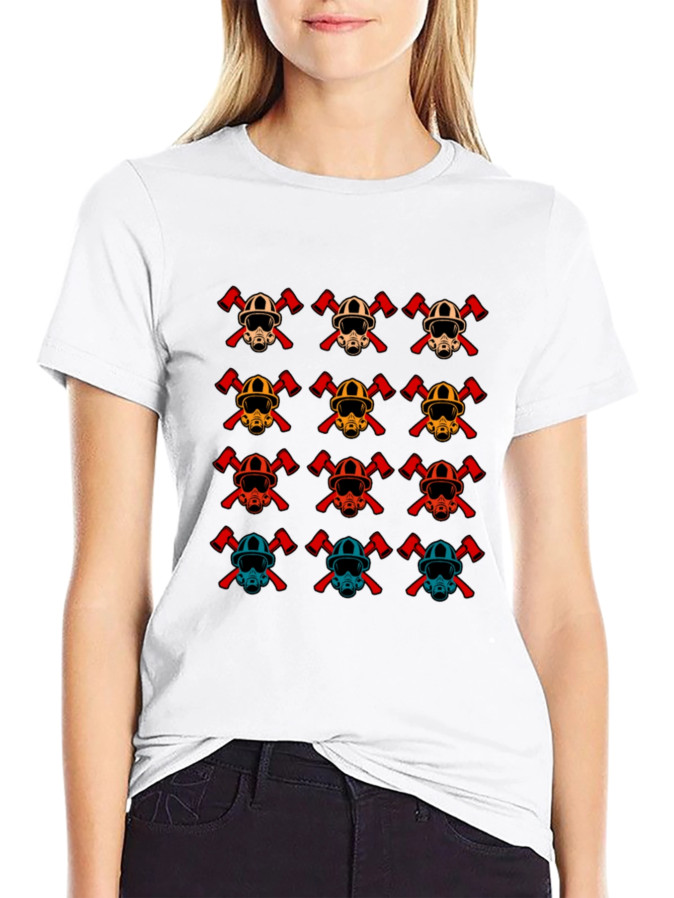 Firefighter Helmet Pattern T-Shirt