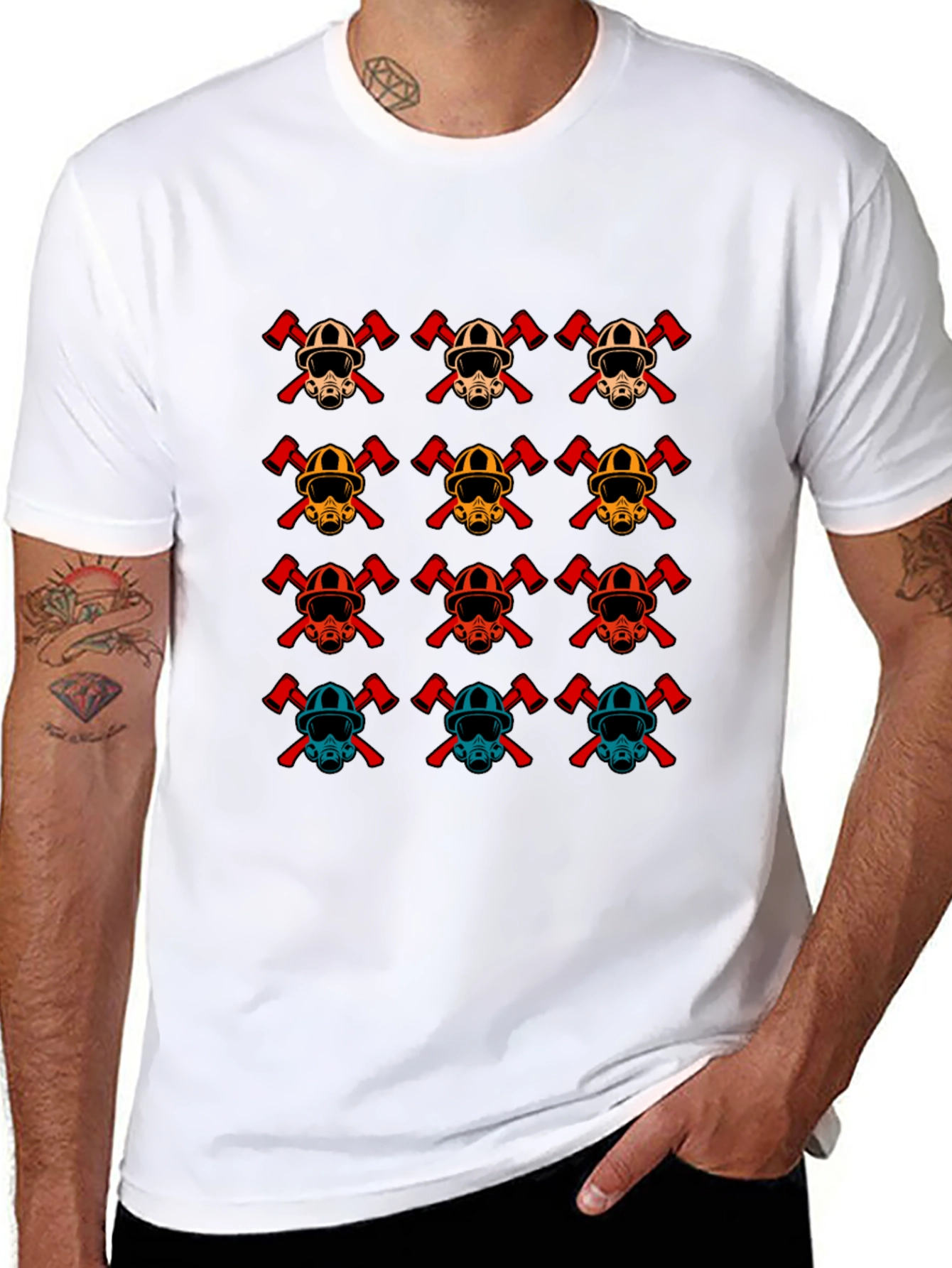 Firefighter Helmet Pattern T-Shirt