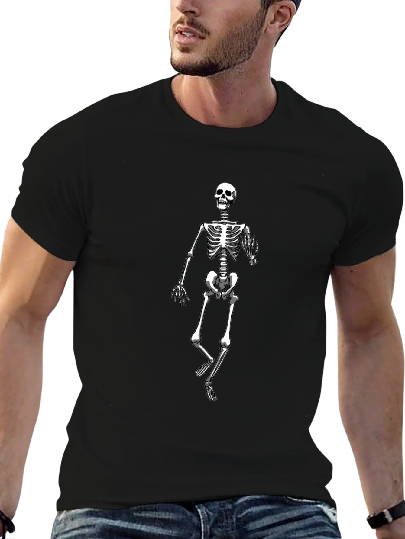 Skeleton Graphic Print Black T-Shirt