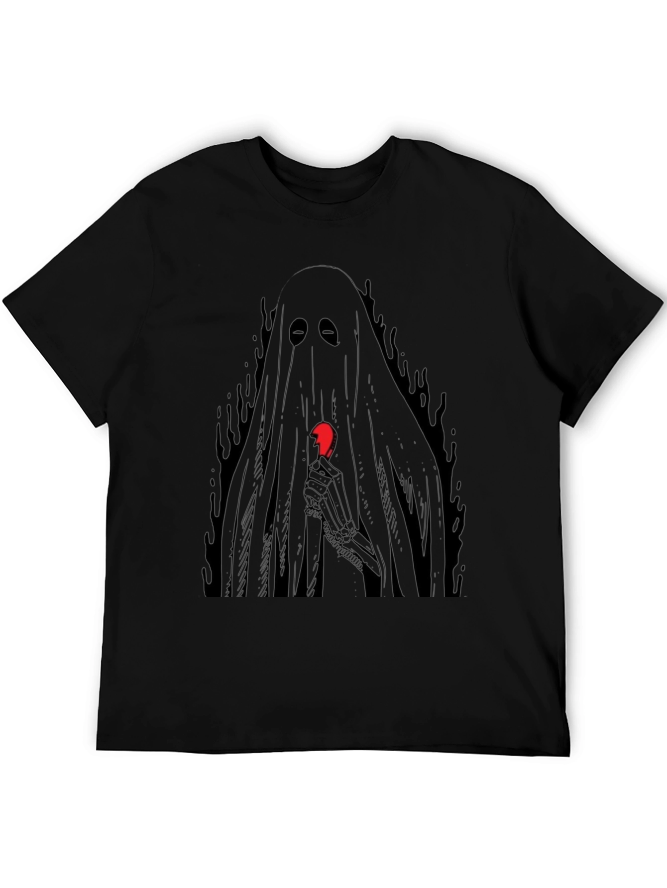 Ghost Holding Broken Heart Graphic T-Shirt