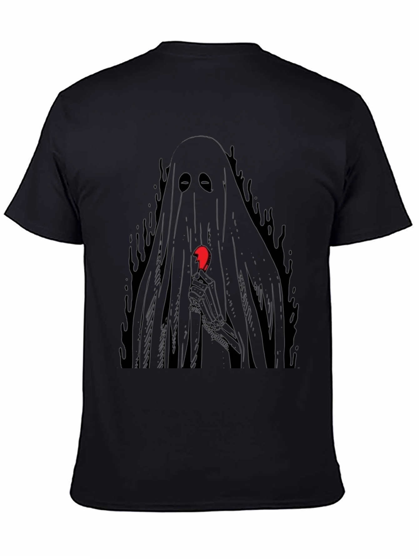 Ghost Holding Broken Heart Graphic T-Shirt