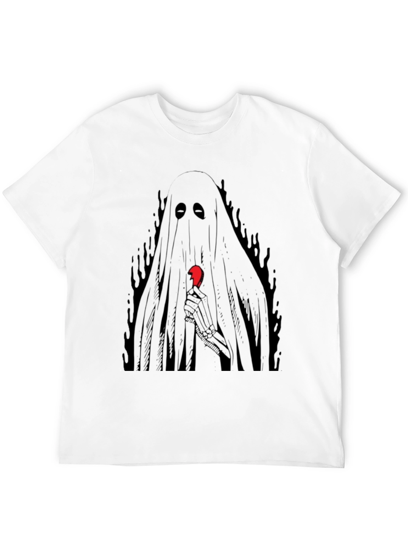 Ghost Holding Broken Heart Graphic T-Shirt