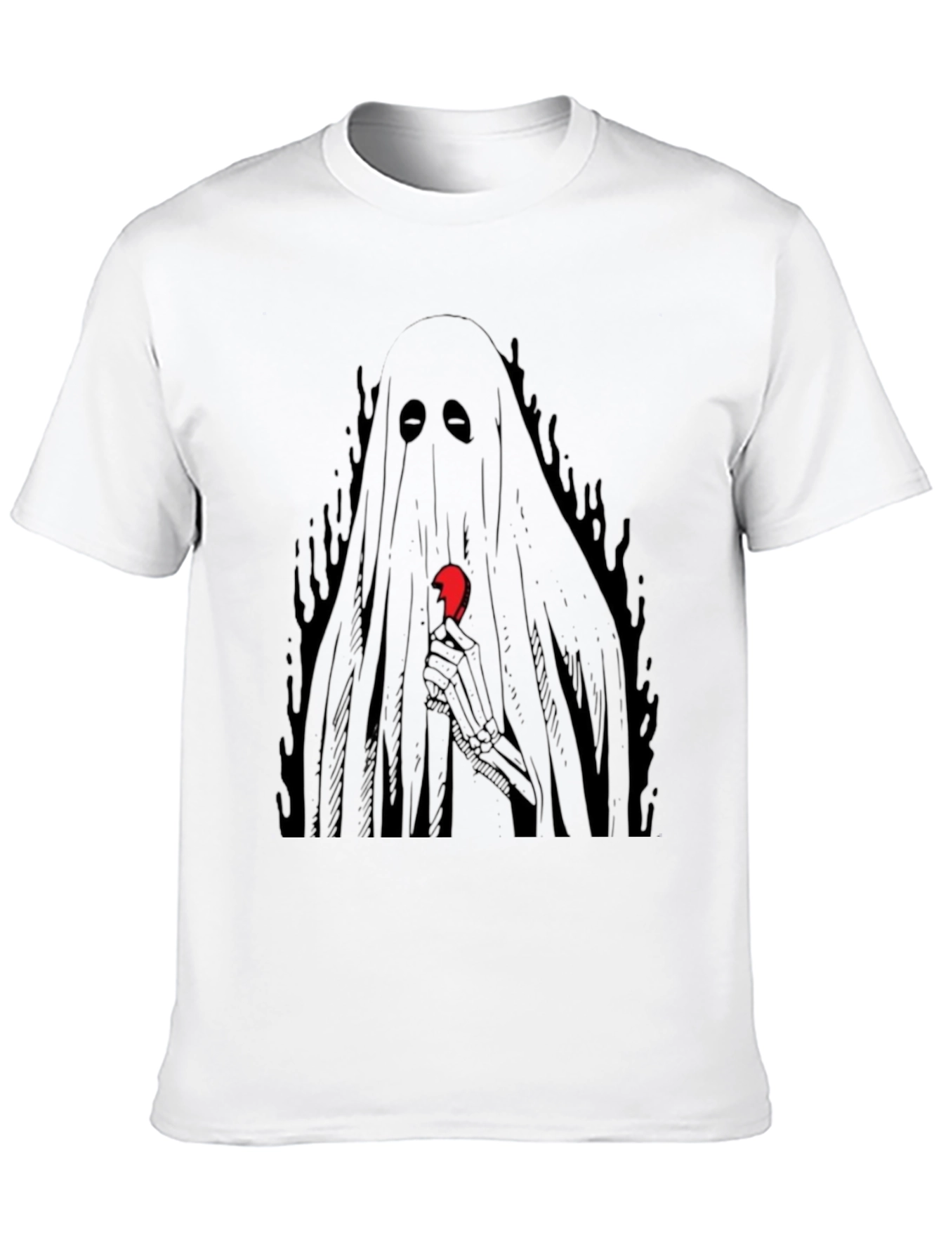 Ghost Holding Broken Heart Graphic T-Shirt