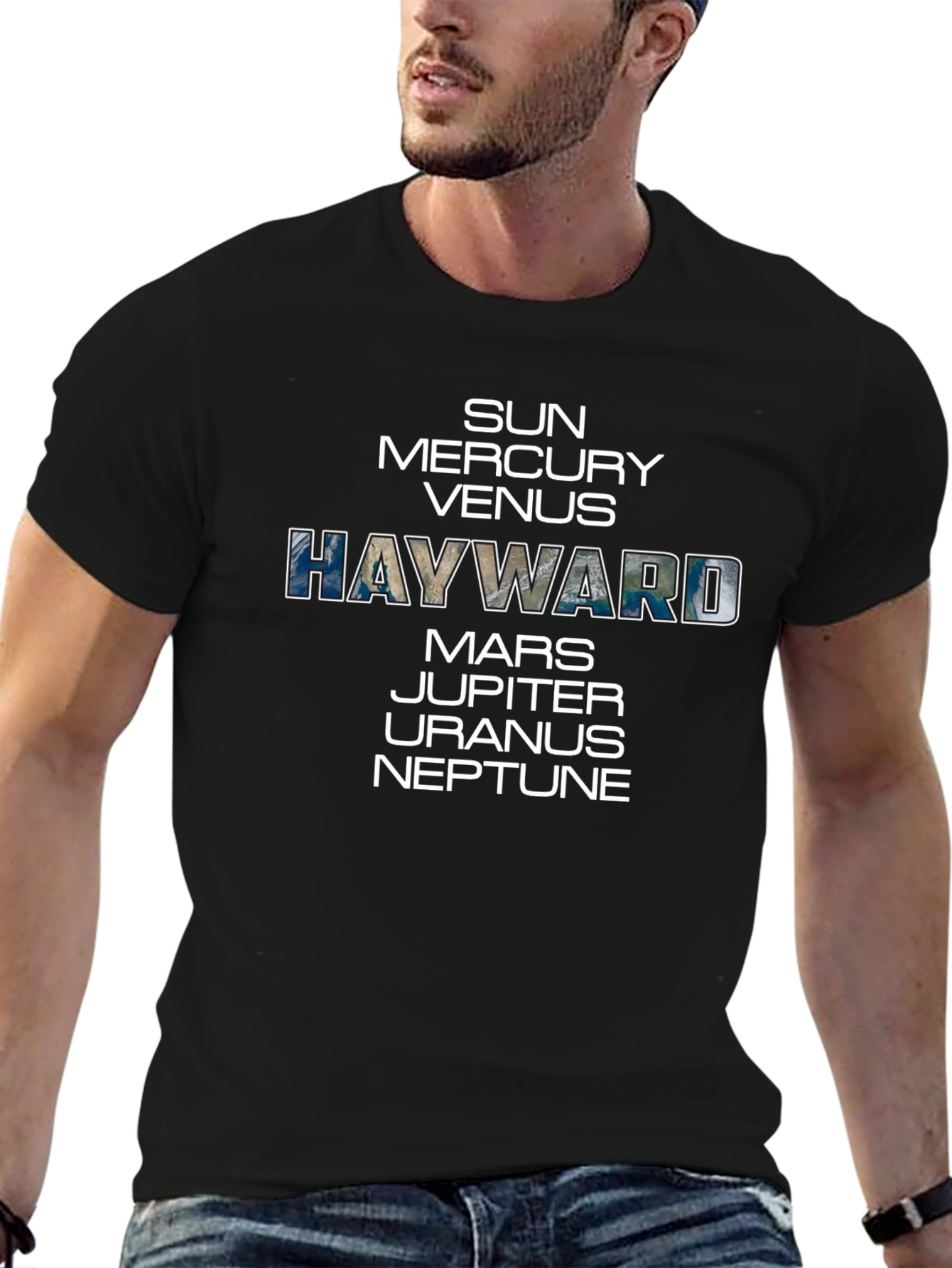 Solar System Planets Graphic Print Crewneck T-Shirt