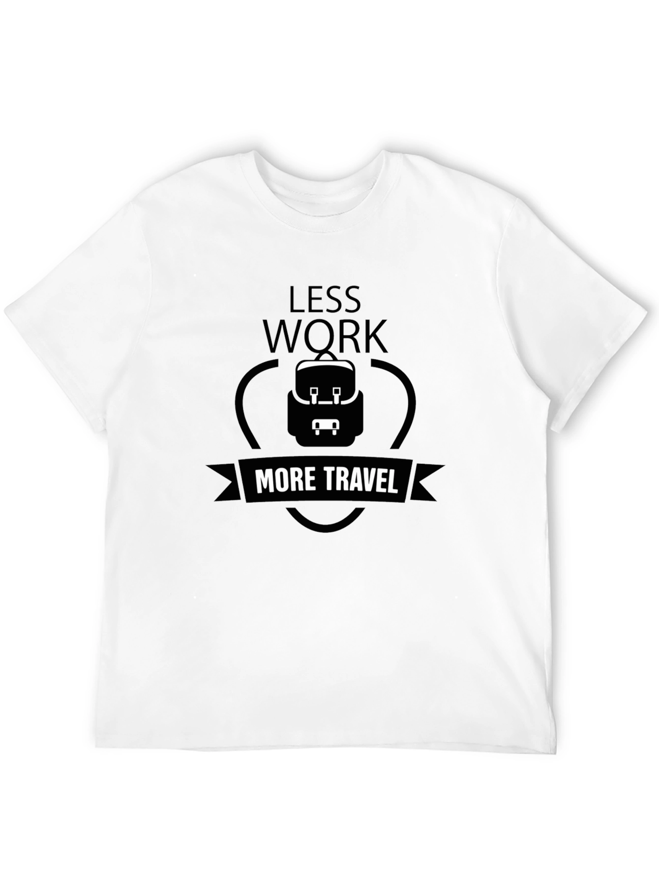 Less Work More Travel Black Graphic T-Shirt