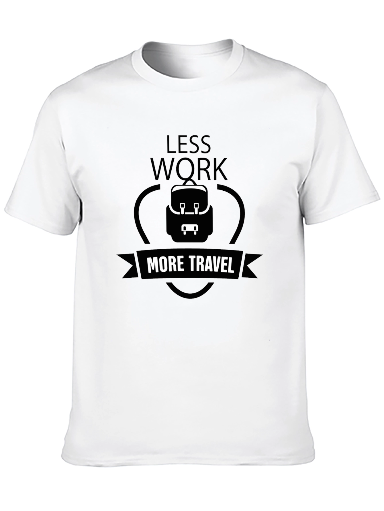 Less Work More Travel Black Graphic T-Shirt