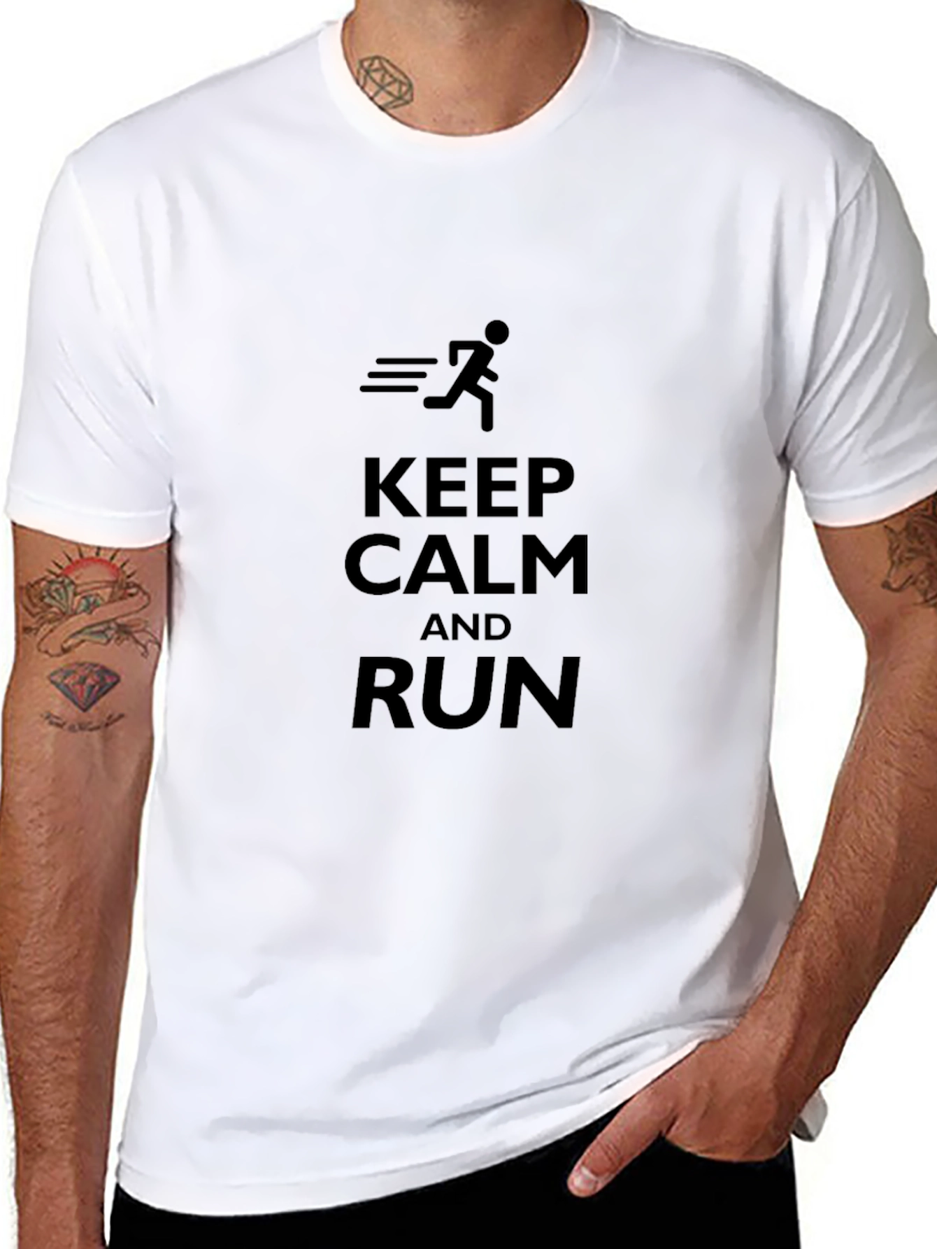 Keep Calm and Run Black T-Shirt