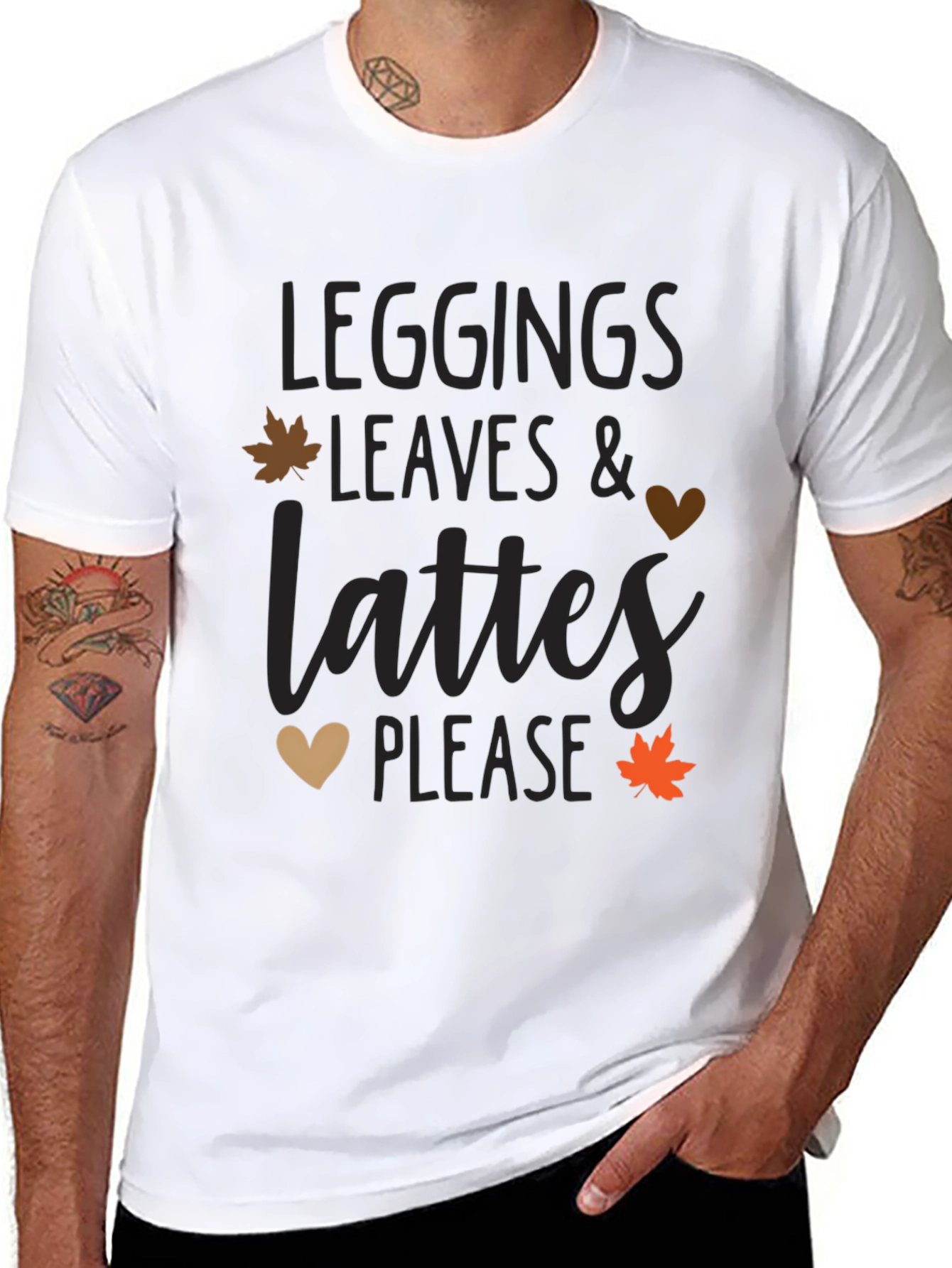 Leggings Leaves Lattes T-Shirt - Fall Season Apparel