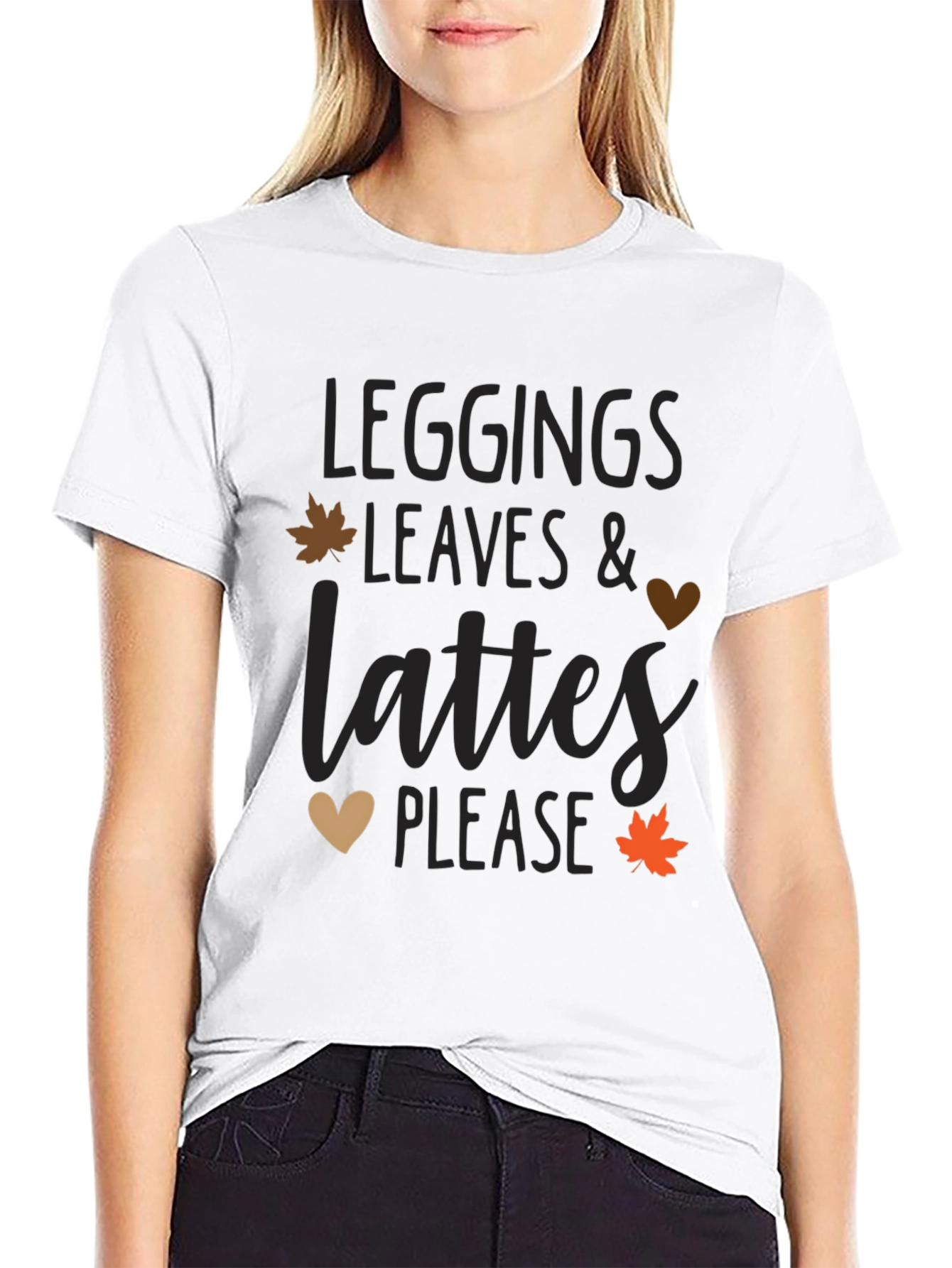 Leggings Leaves Lattes T-Shirt - Fall Season Apparel