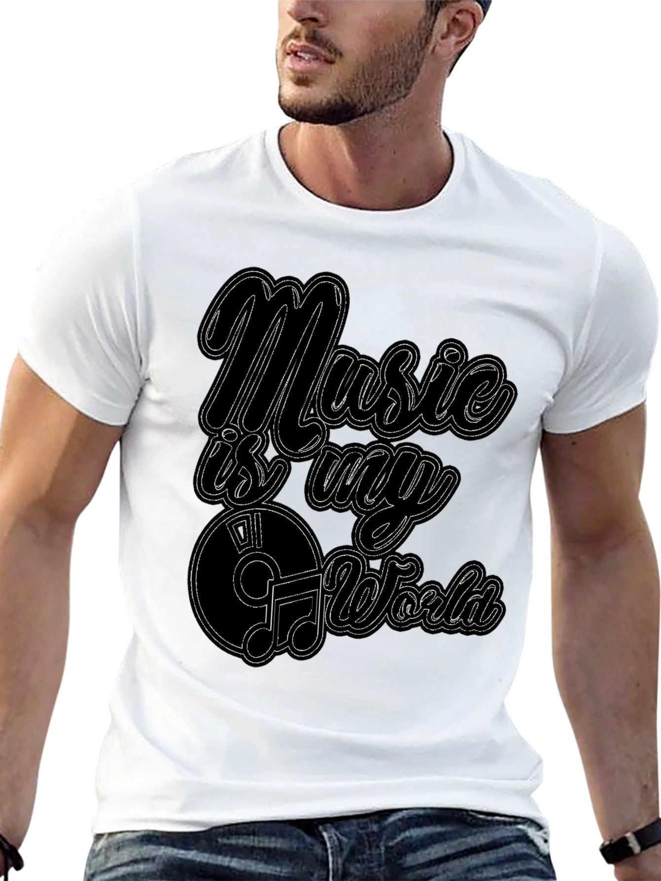 Music Is My World Graphic Black T-Shirt