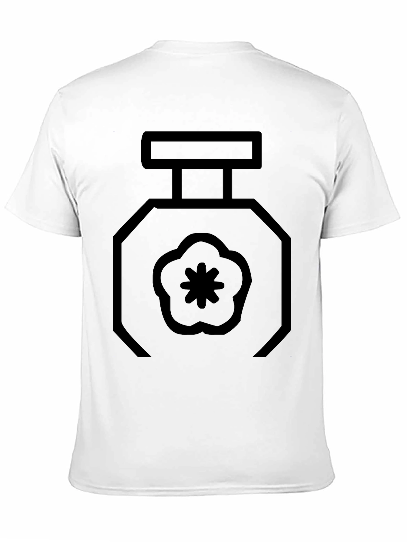 Black T-Shirt with Geometric Perfume Bottle Design