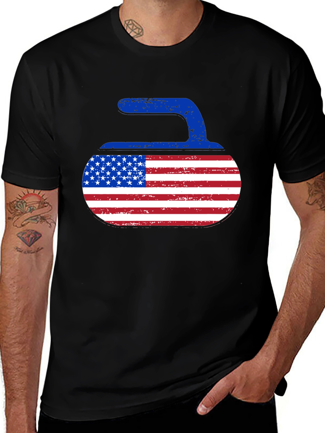 USA Curling Stone T-Shirt - Patriotic Sportswear