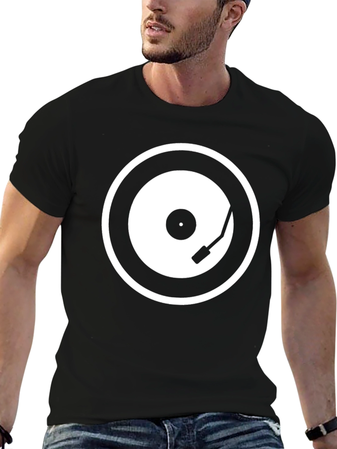 DJ Record Graphic Tee - Black