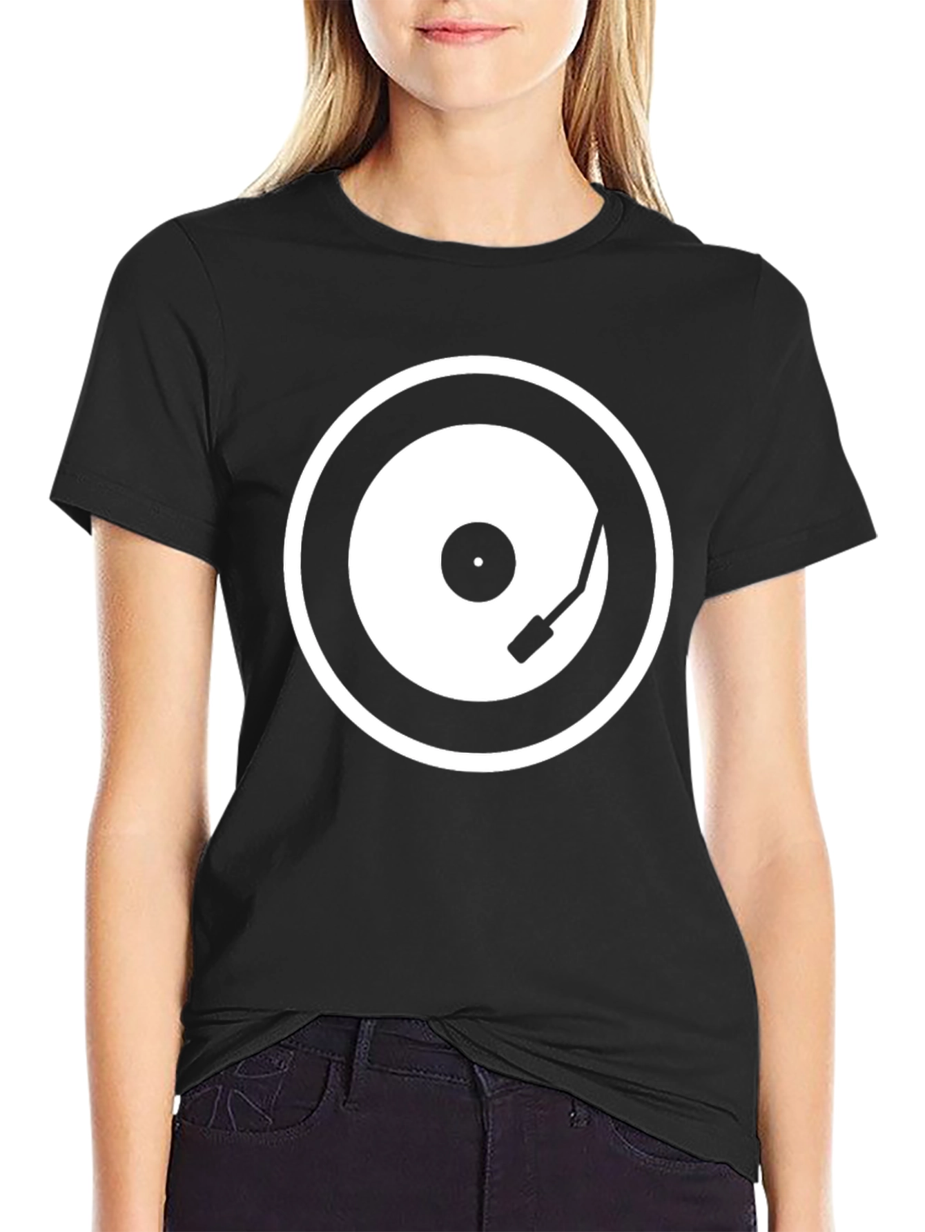 DJ Record Graphic Tee - Black