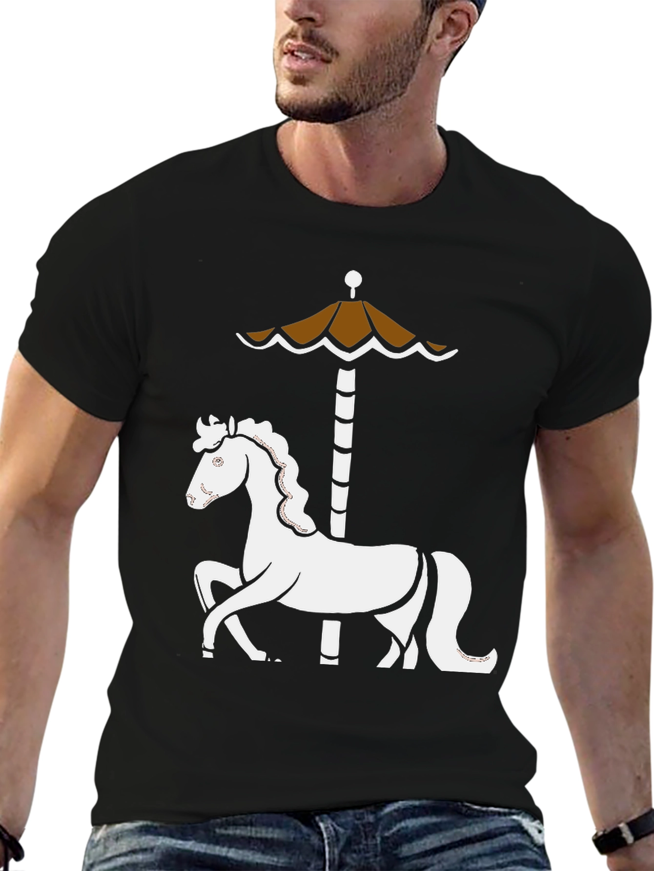 Carousel Horse T-Shirt - Whimsical Retro Design