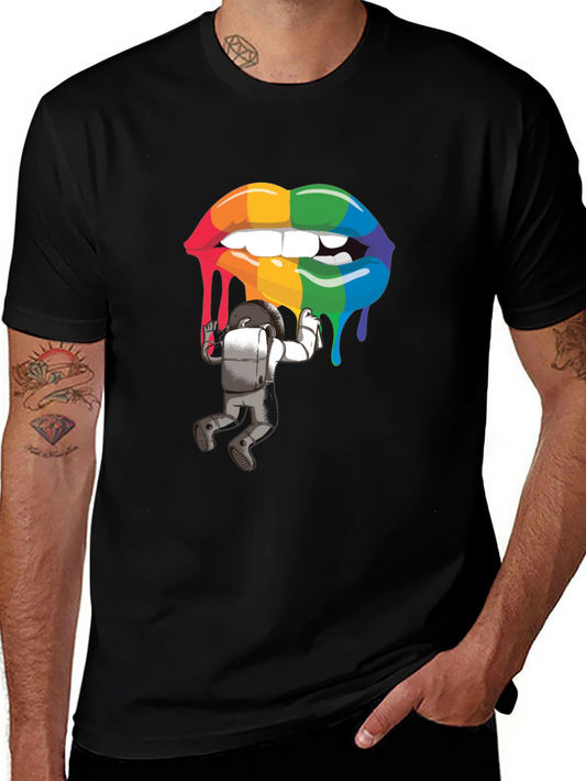 Rainbow Lips Astronaut Graphic Tee