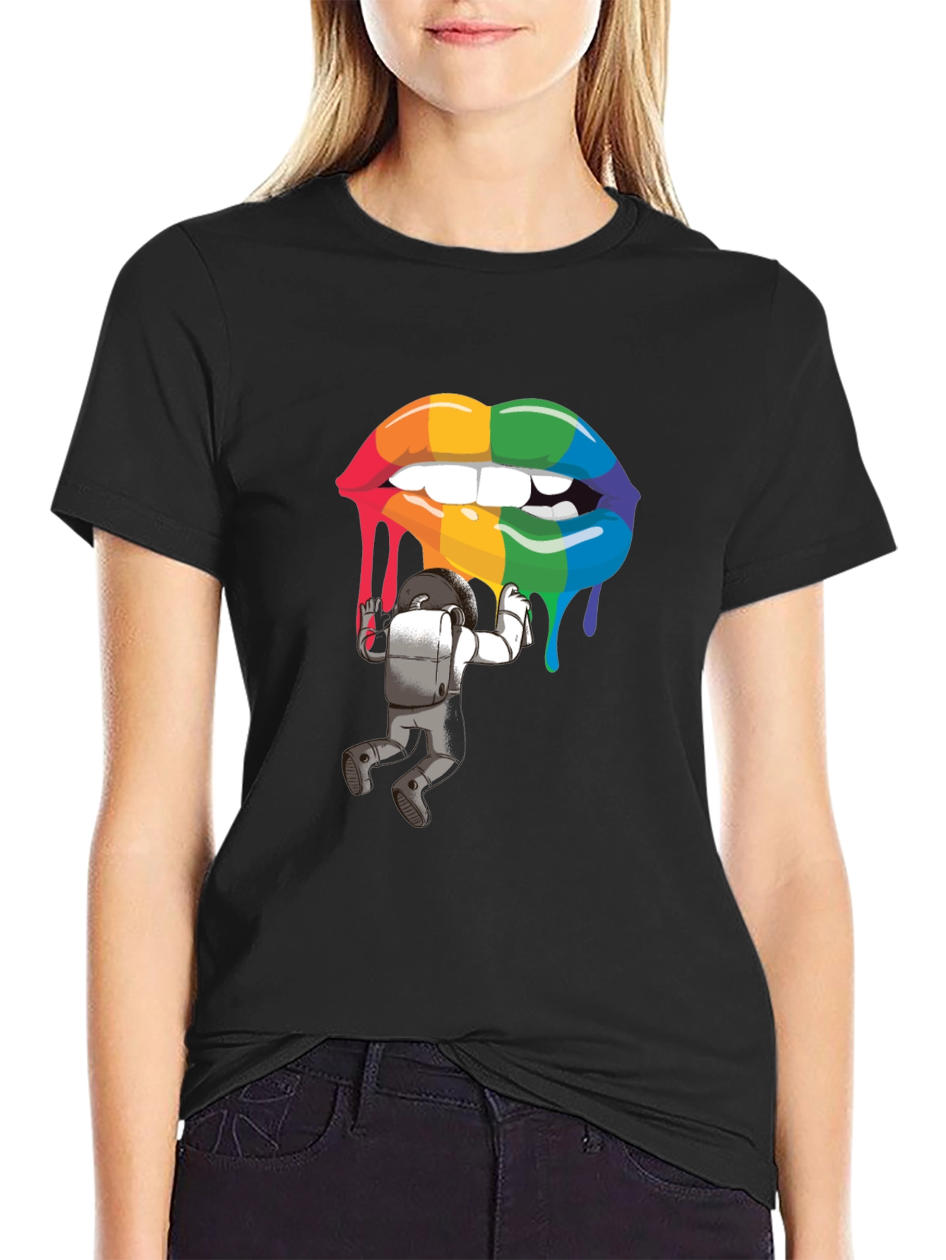 Rainbow Lips Astronaut Graphic Tee