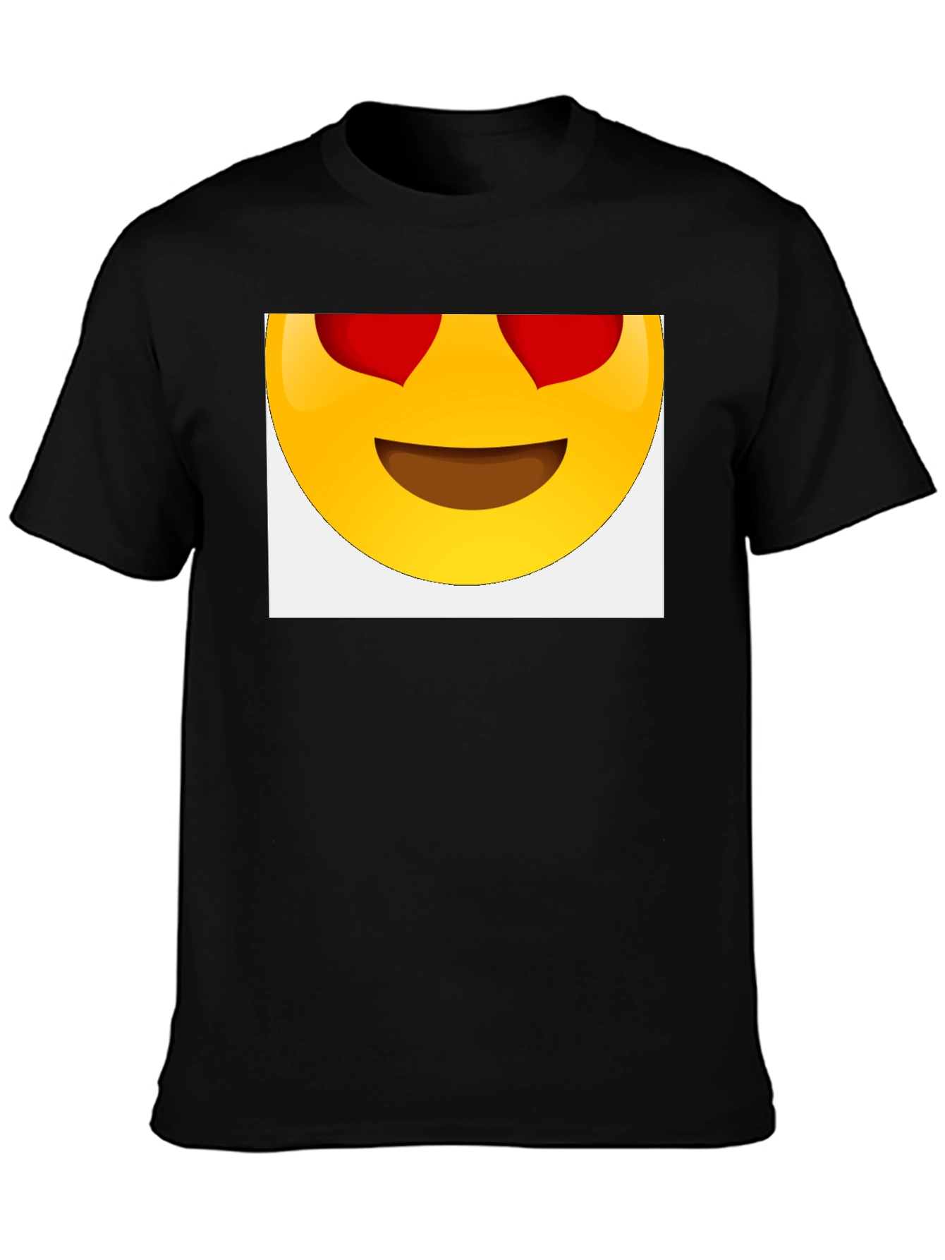 Emoji Heart Eyes Black T-Shirt