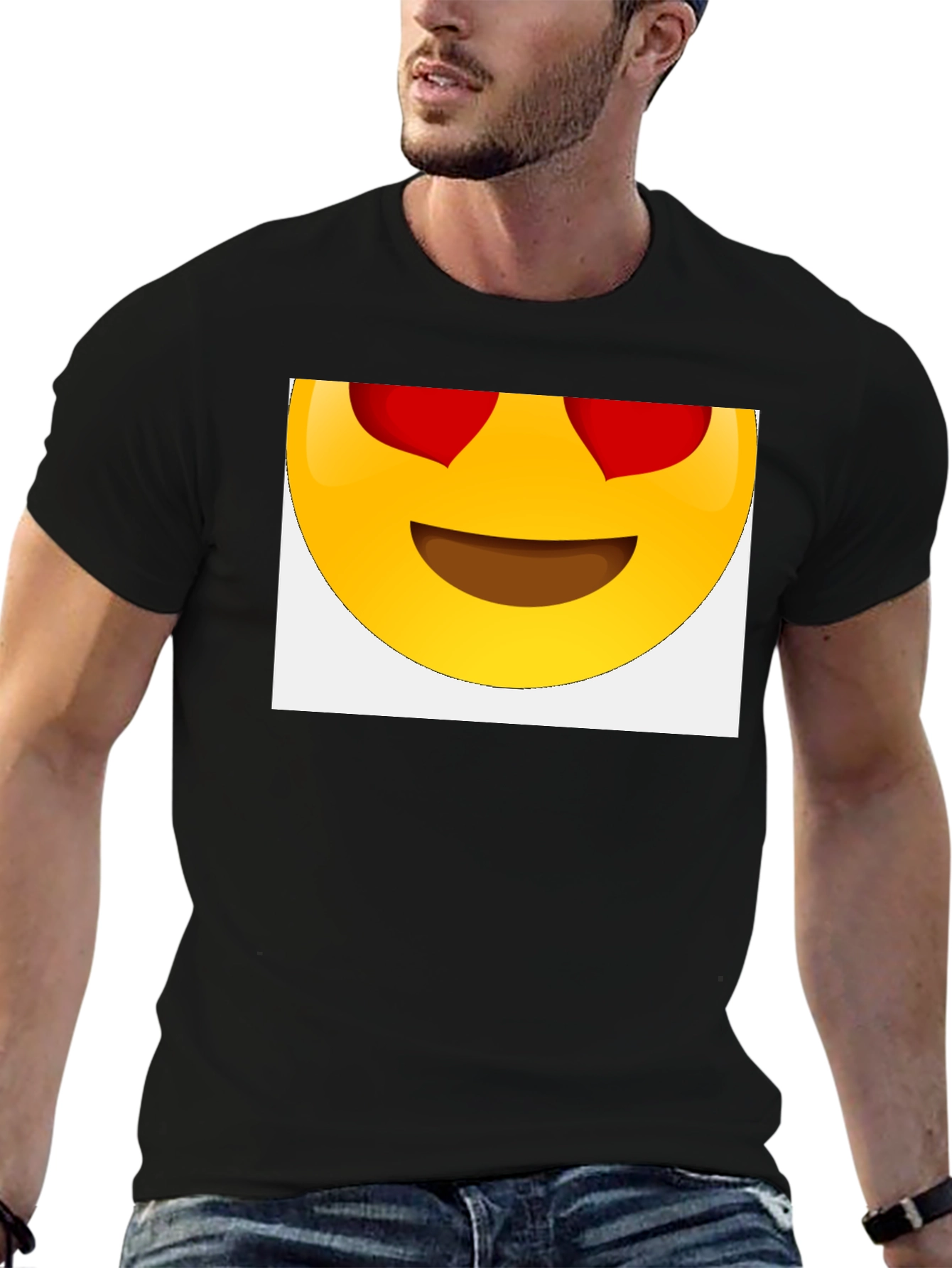 Emoji Heart Eyes Black T-Shirt