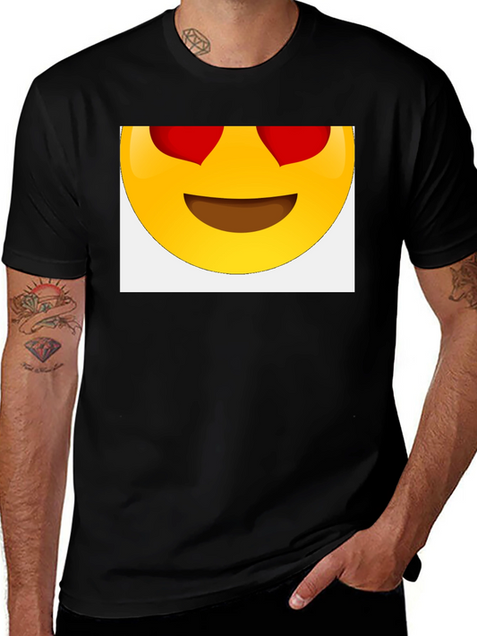 Emoji Heart Eyes Black T-Shirt