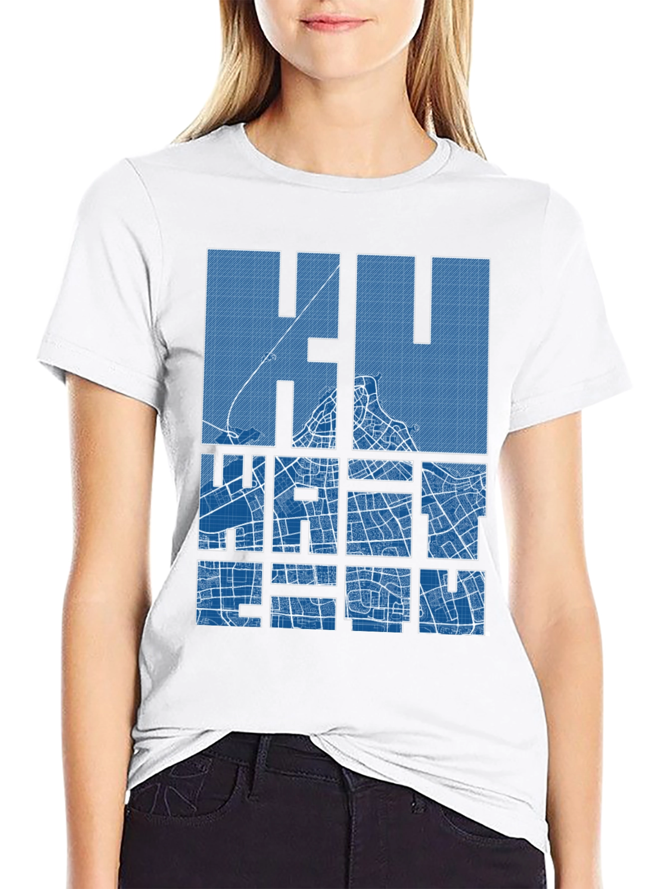 Khartoum City Map Blueprint T-Shirt