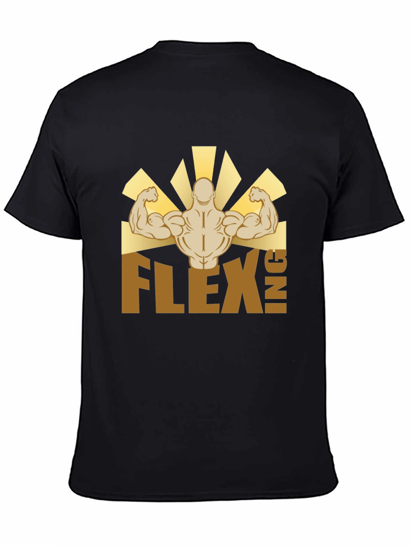 Flexing Graphic T-Shirt - Black Crew Neck Tee