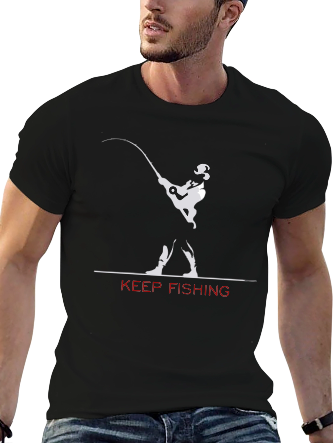 Keep Fishing Graphic T-Shirt - Black