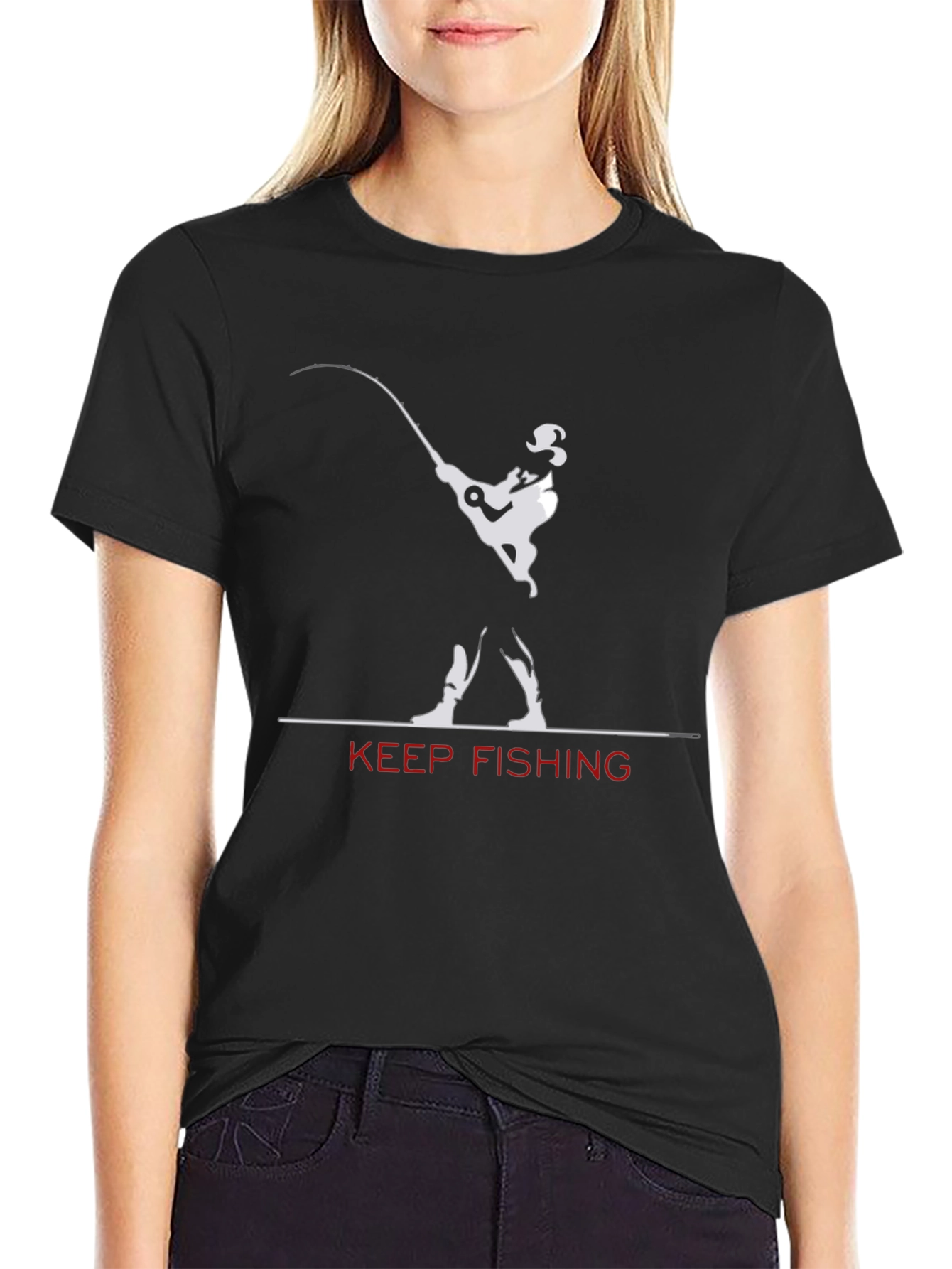 Keep Fishing Graphic T-Shirt - Black