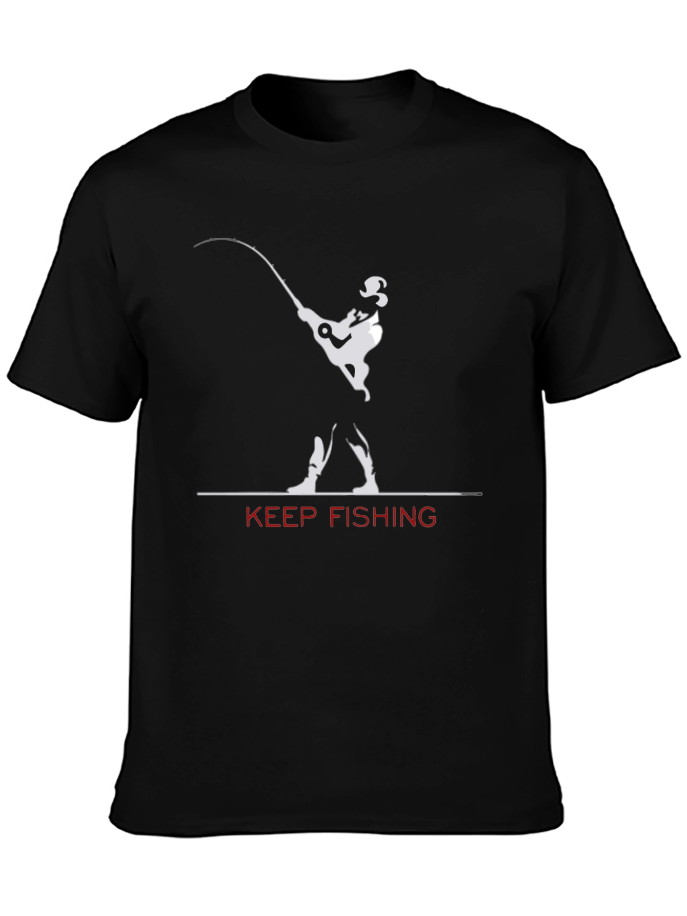 Keep Fishing Graphic T-Shirt - Black