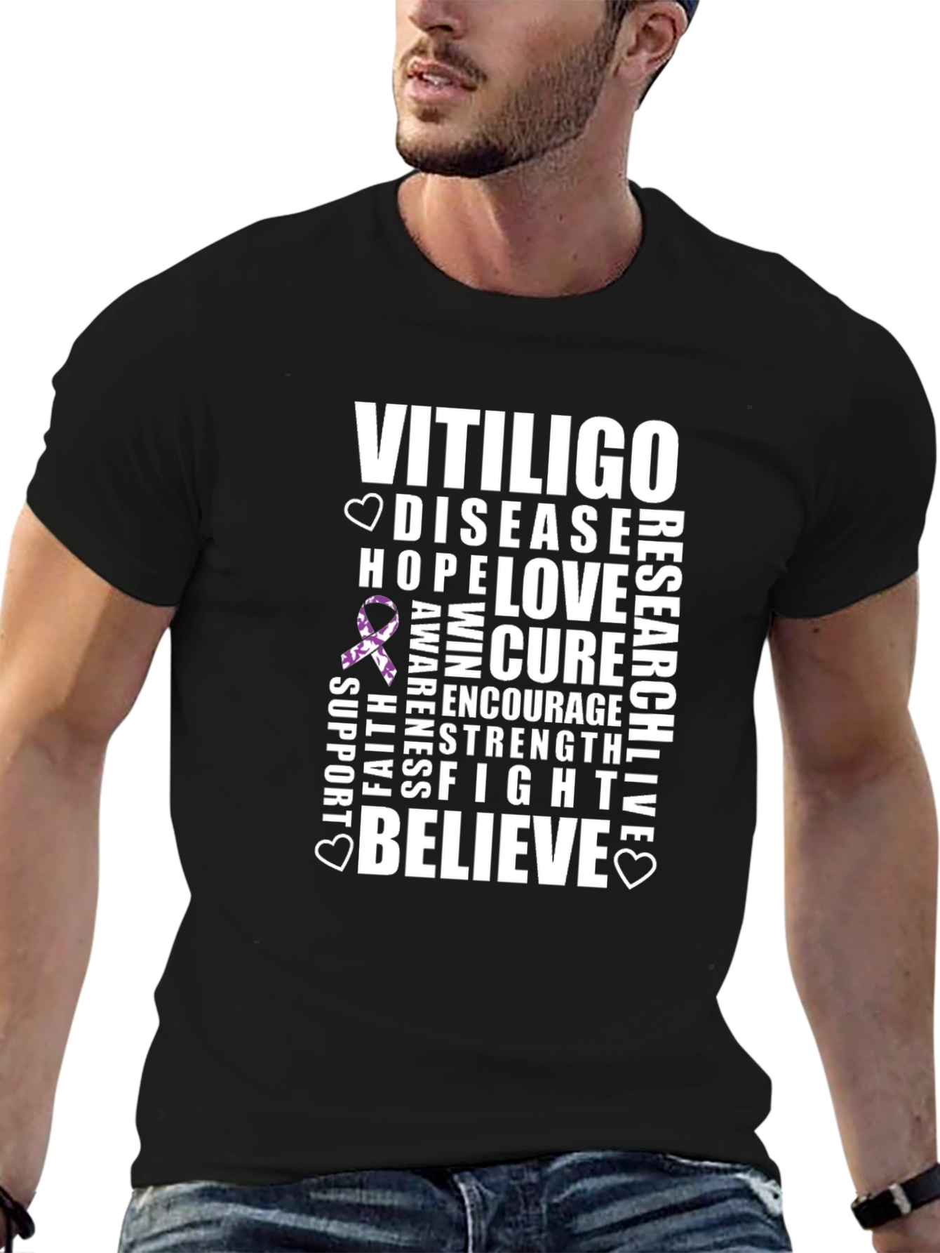 Vitiligo Awareness Ribbon Graphic T-Shirt