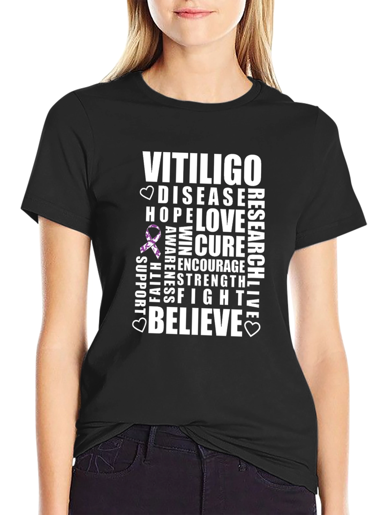 Vitiligo Awareness Ribbon Graphic T-Shirt