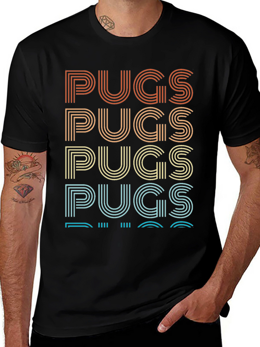 Retro Pugs Graphic Tee - Black