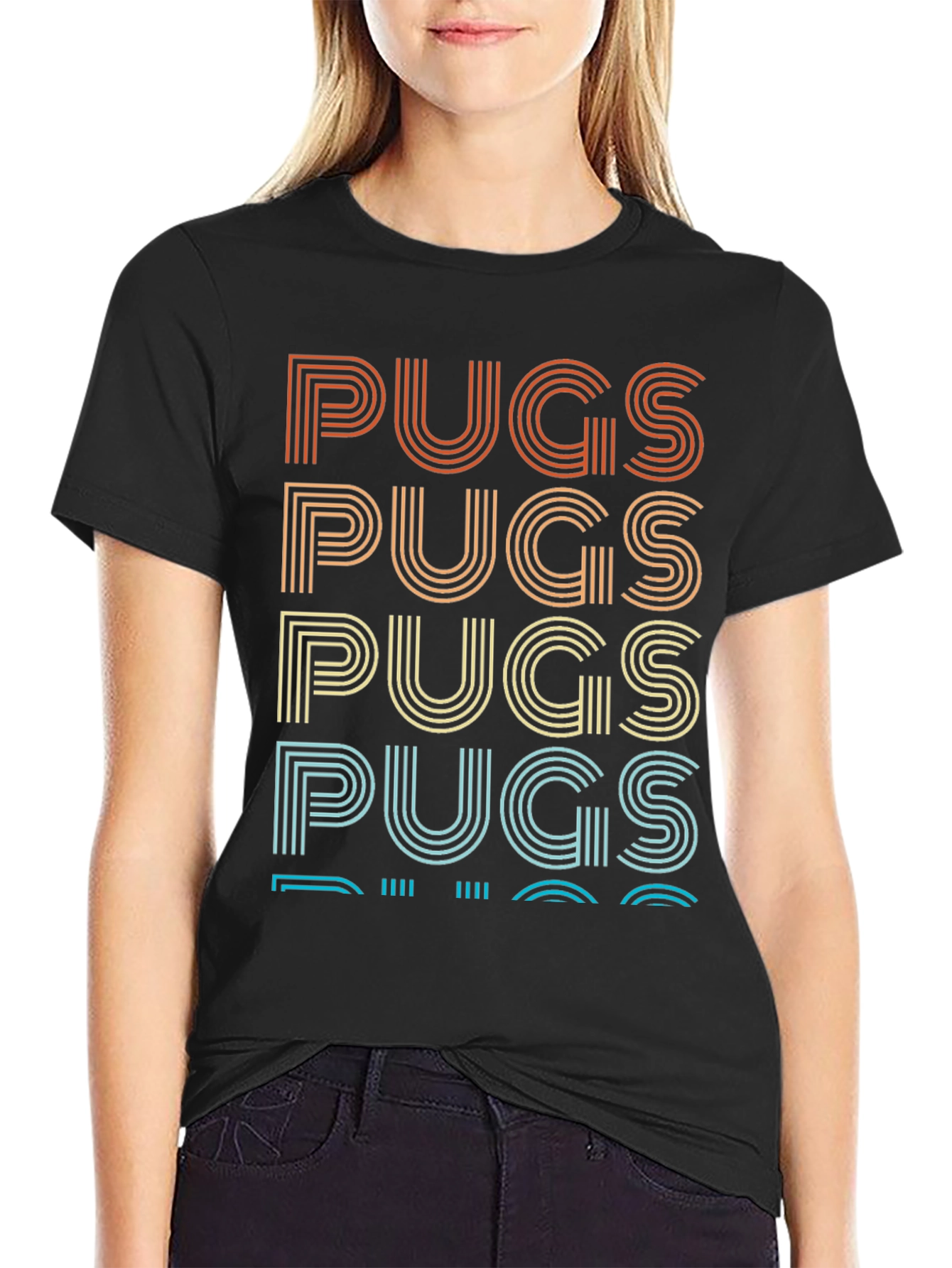 Retro Pugs Graphic Tee - Black
