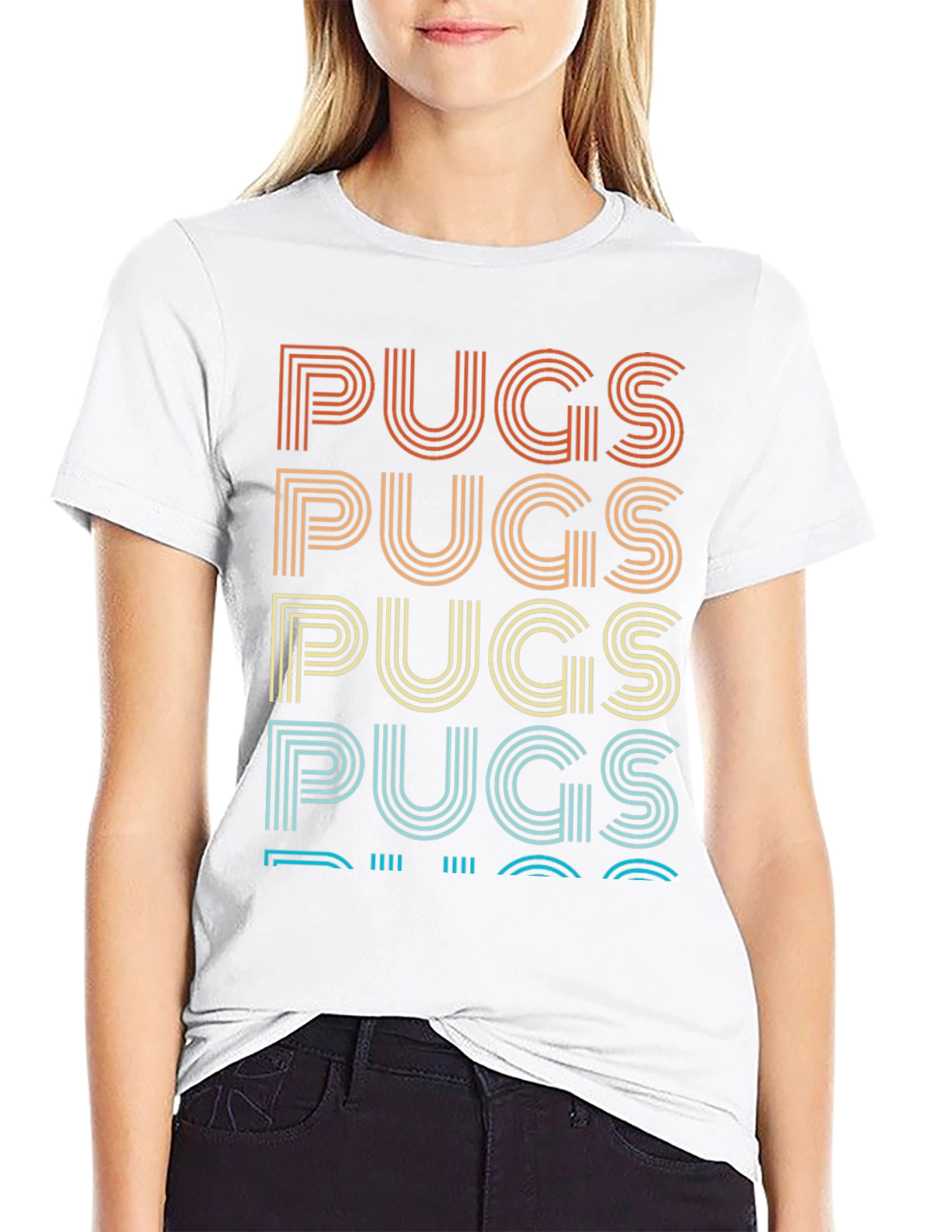 Retro Pugs Graphic Tee - Black