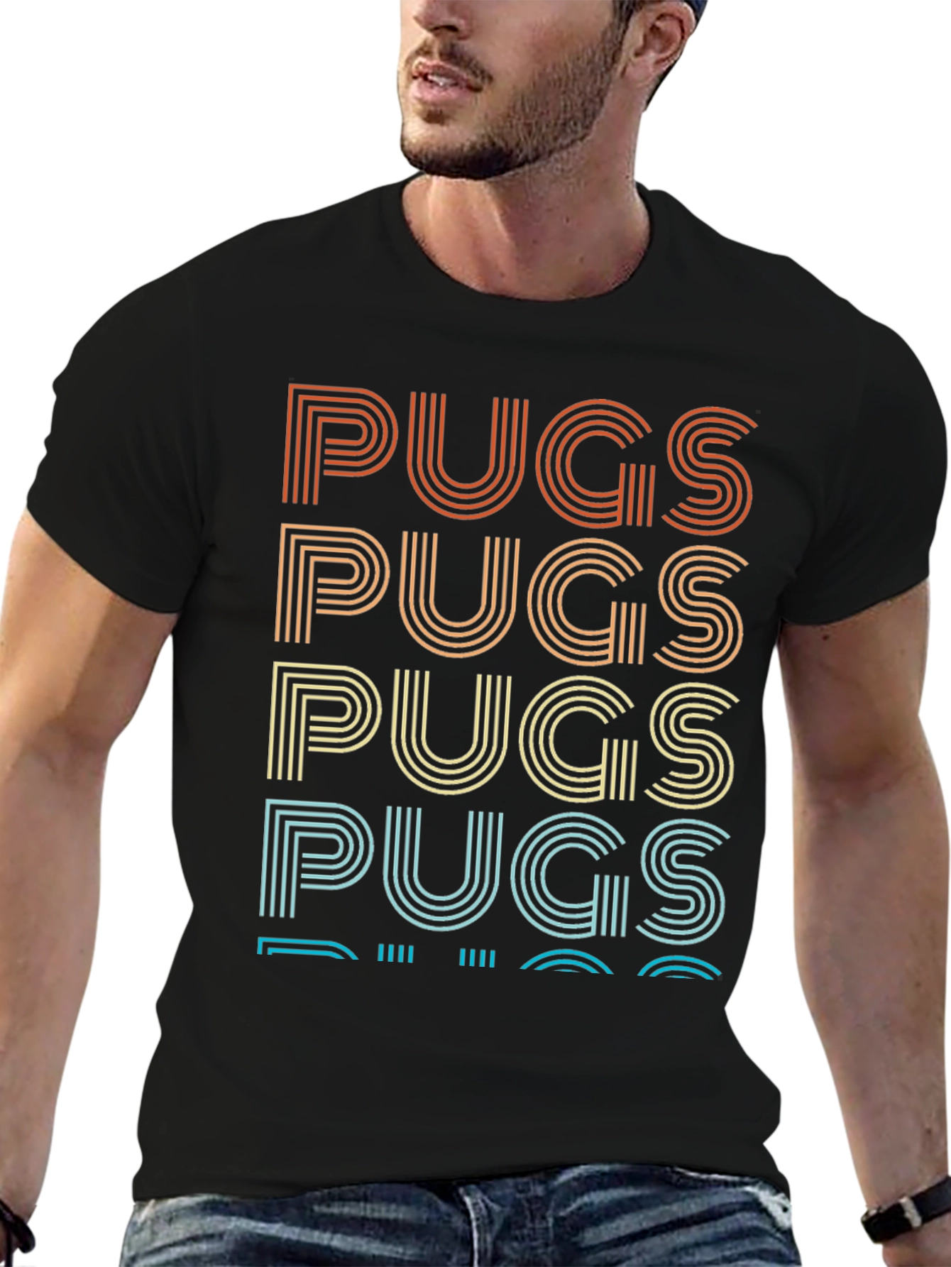 Retro Pugs Graphic Tee - Black