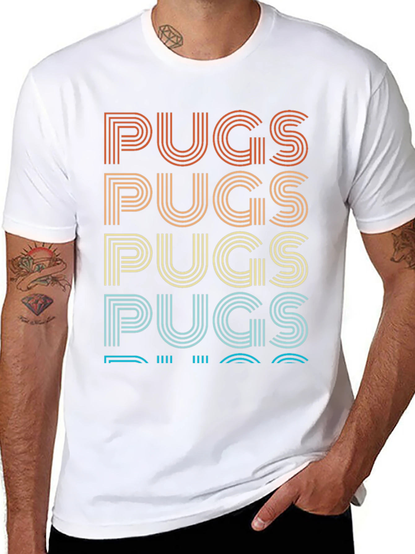 Retro Pugs Graphic Tee - Black